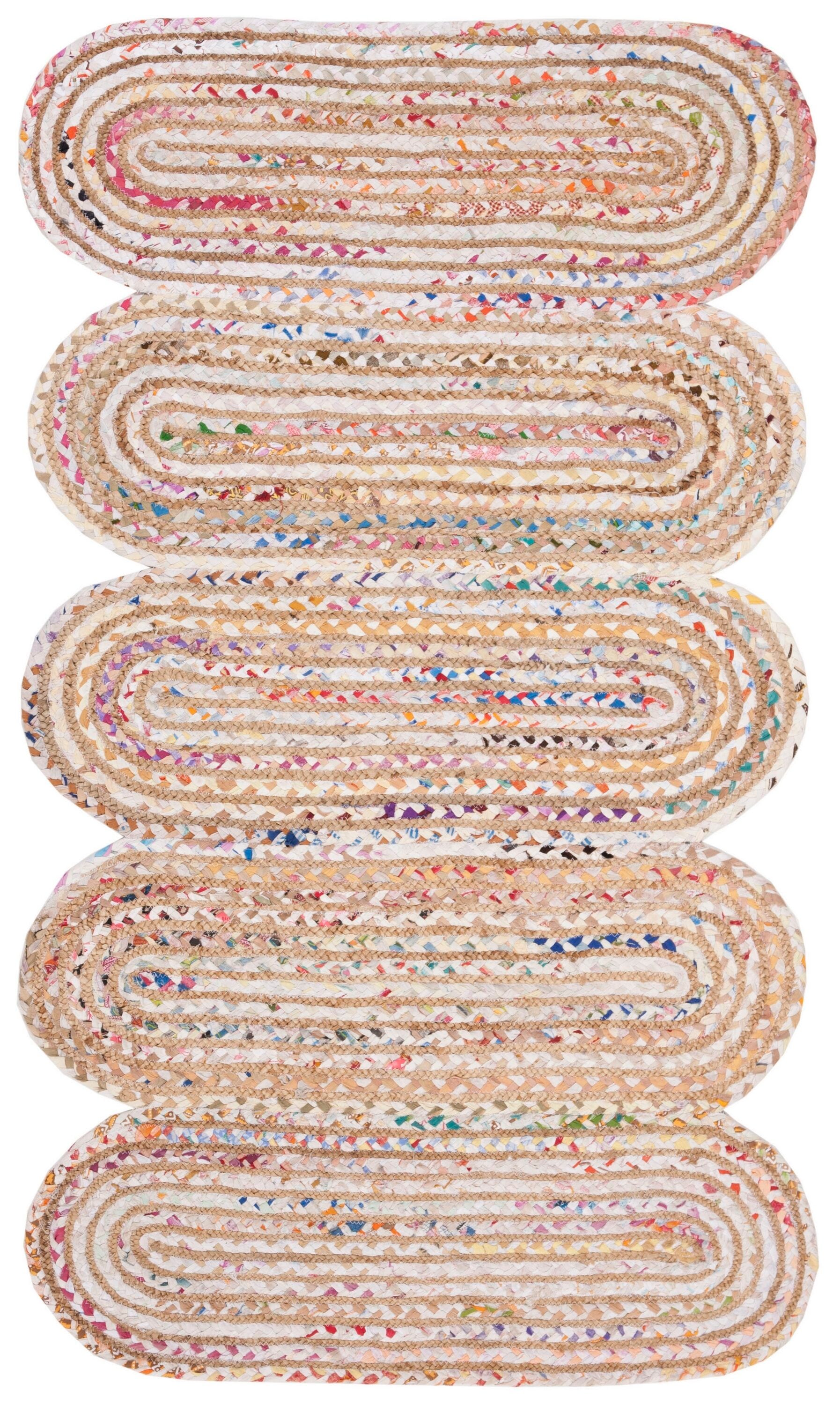 Safavieh CAP208A-3 Cape Cod Bristol 3 x 5 (ft) Jute Ivory/Multi Rectangular Indoor Abstract Coastal Throw rug