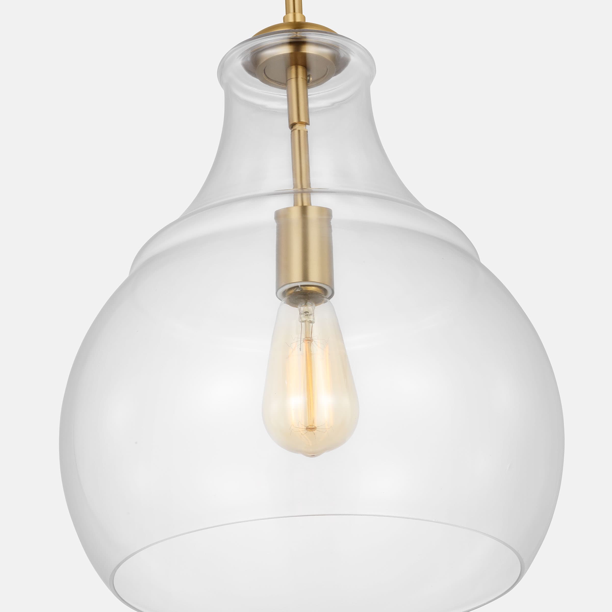 Zola 1-Light Satin Brass and Clear Glass Pendant