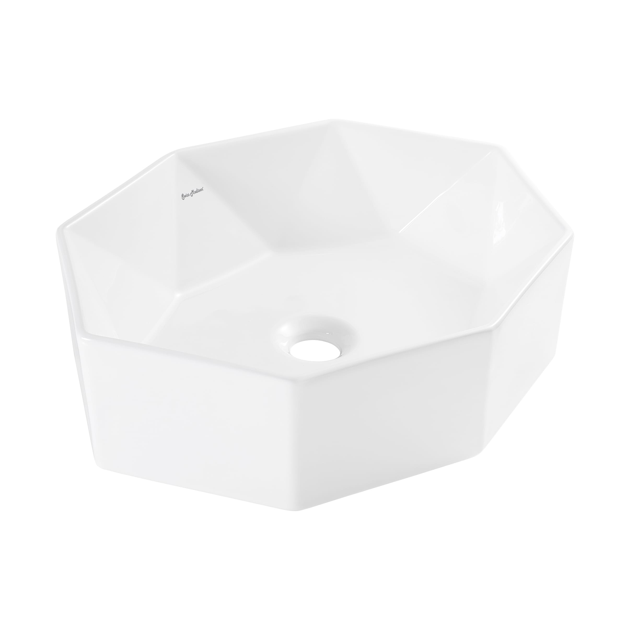 Swiss Madison SM-25-VSSIO03WH Sion Ceramic Vessel Irregular Modern Glossy White Bathroom Sink ( 16-Inches x 19.5-Inches )