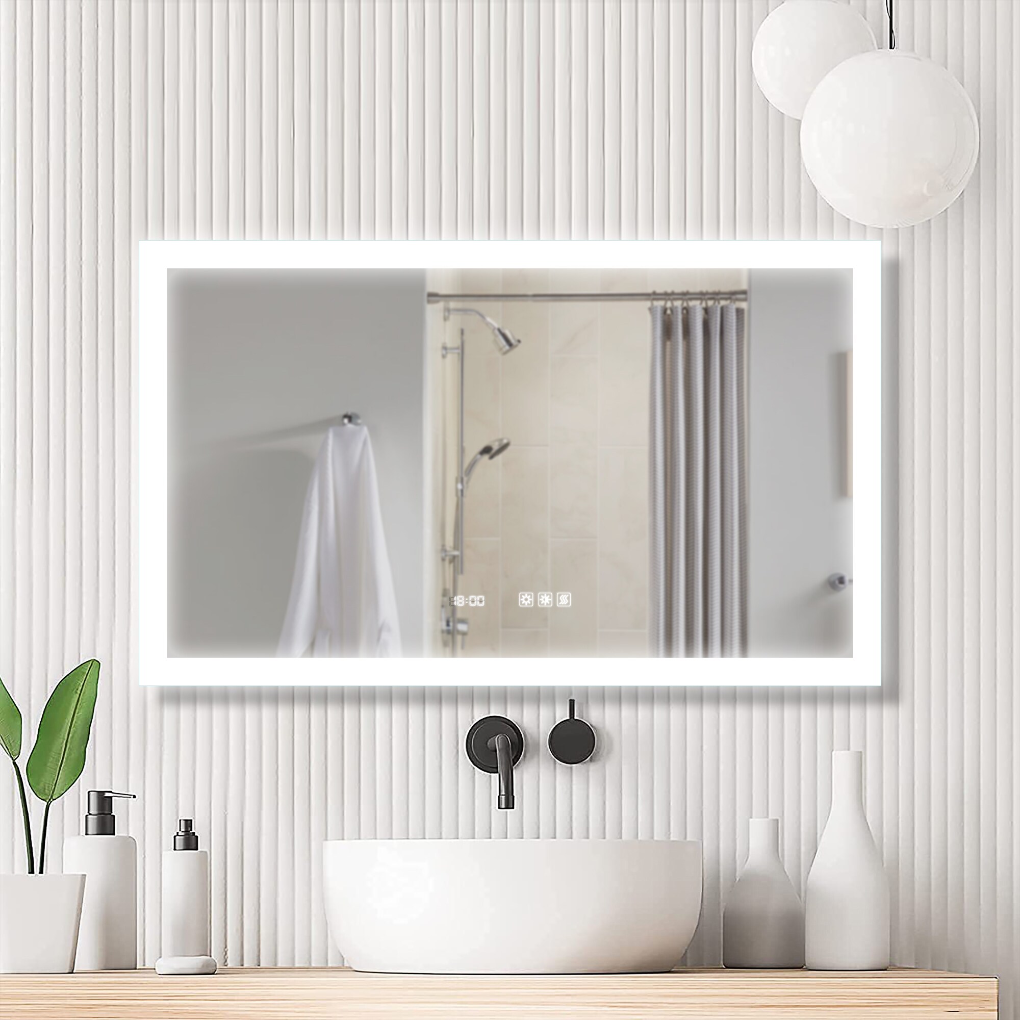 Front-Lighted LED Bathroom Vanity Mirror: 56 x 40 - Rectangular