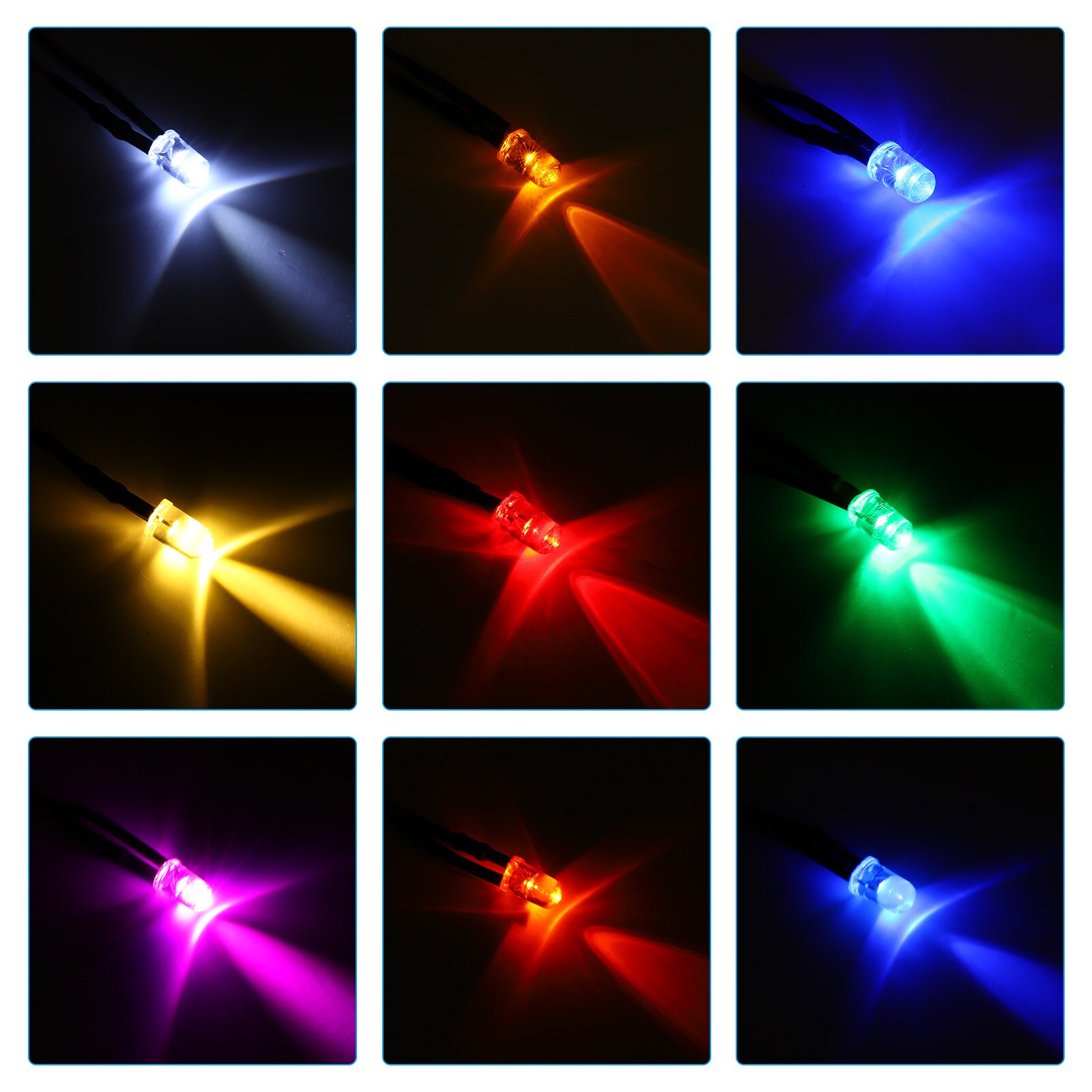 PATIKIL 3V - 6V 5mm LED Light Emitting Diodes 12pcs Pre Wired Mini LED ...