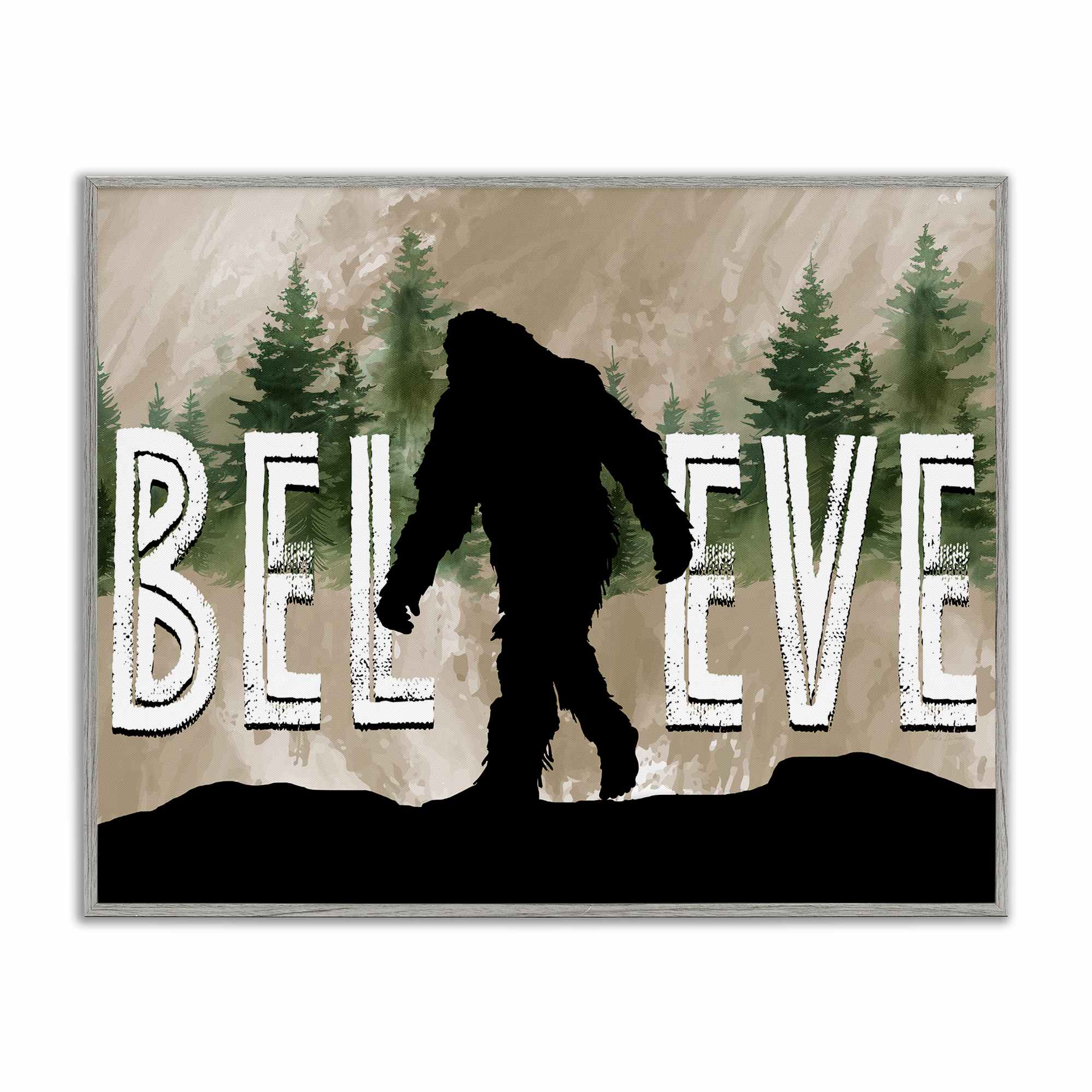 Stupell Industries BT-580-GFF-16X20 Believe Rustic Mythical Creature Gray Framed Giclee Art By Nicole DeCamp 20 x 16