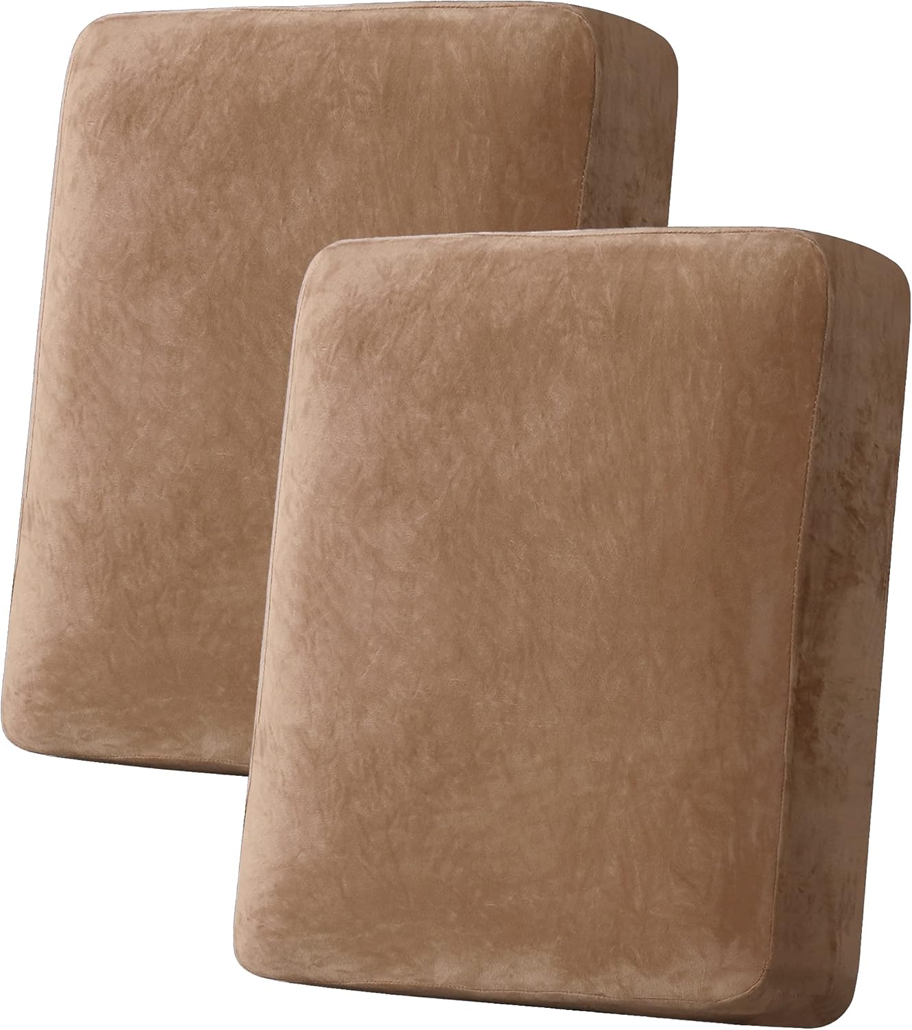 H.Versailtex -  Stretch velvet cushion cover 2-Cushion Loveseat Covers Camel