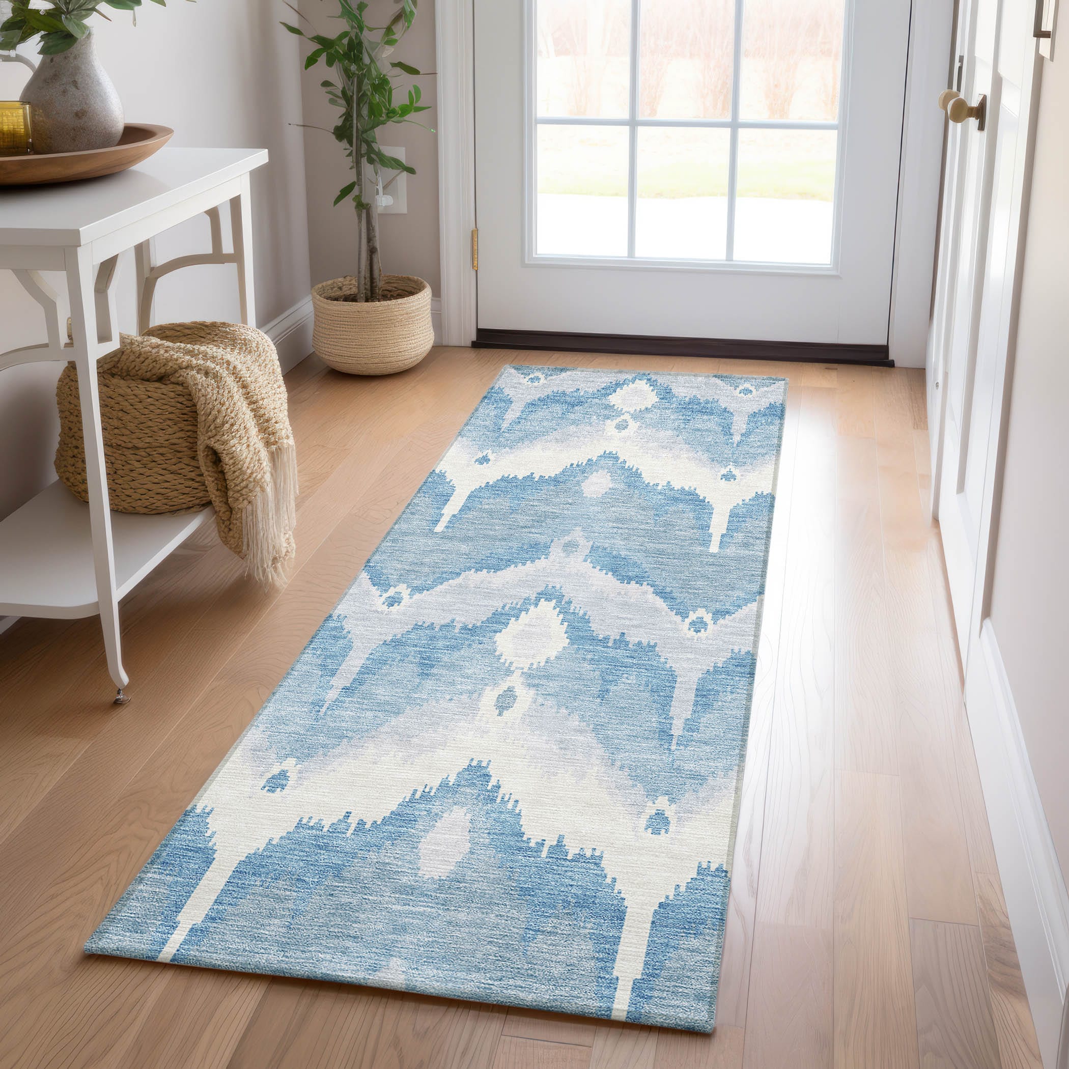 Addison Rugs ACN743DN2X8 Chantille ACN743DN 2 x 7 (ft) Polyester Denim Rectangular Indoor/Outdoor Geometric Machine washable Area rug