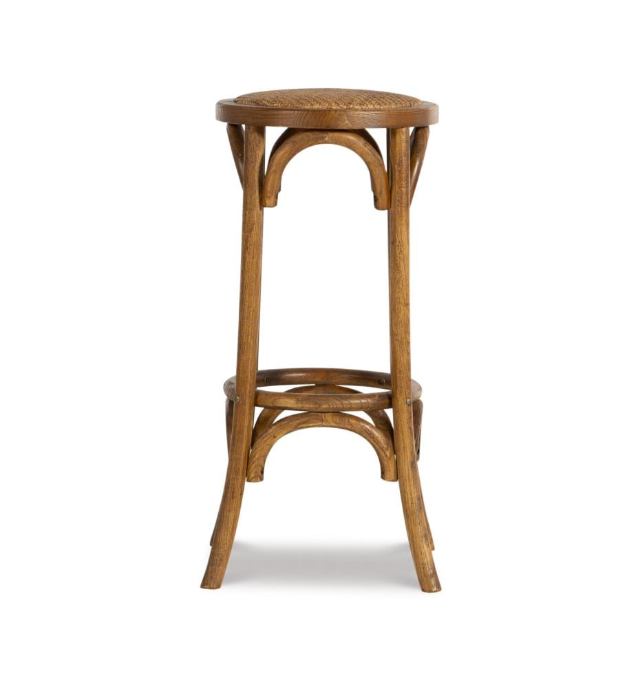 Rae 30" Walnut Brown Elm Wood Rustic Backless Bar Stool