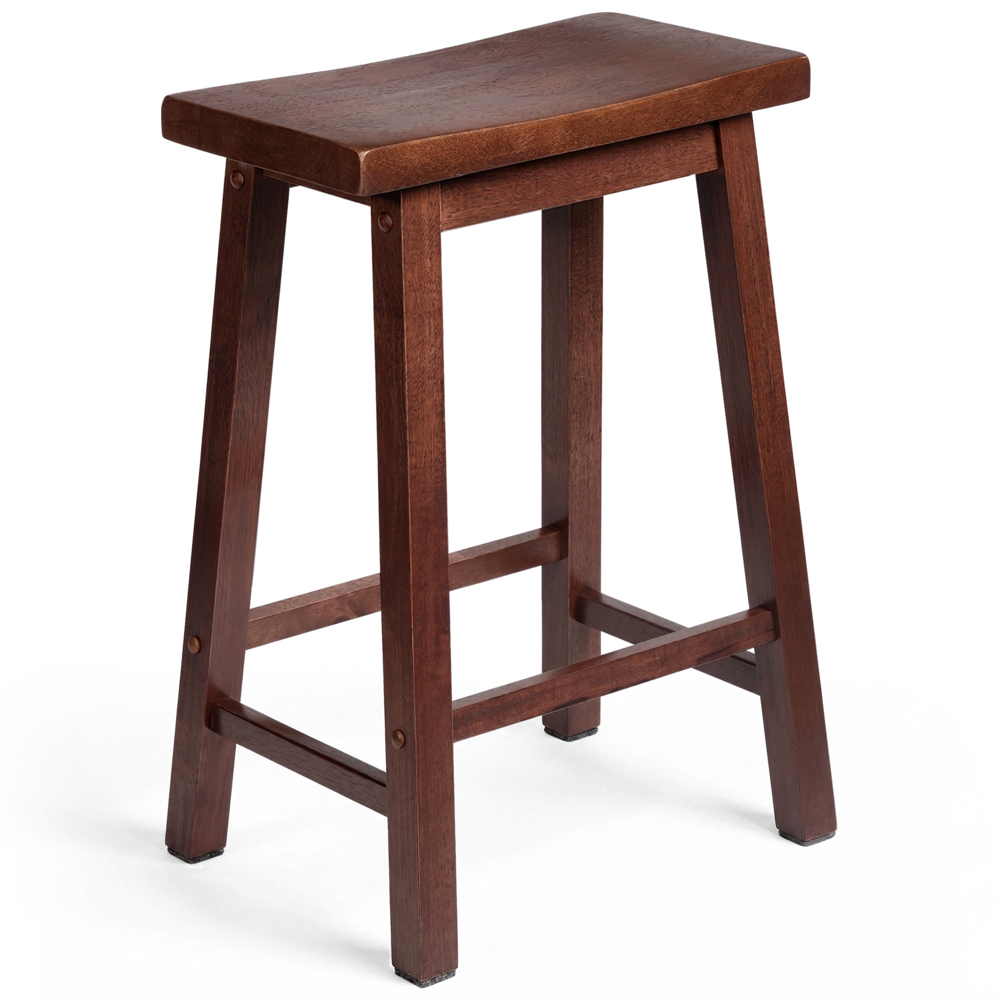 PJ Wood -  Classic Saddle-Seat 24 Inch Kitchen Table and Bar Counter Stool Walnut