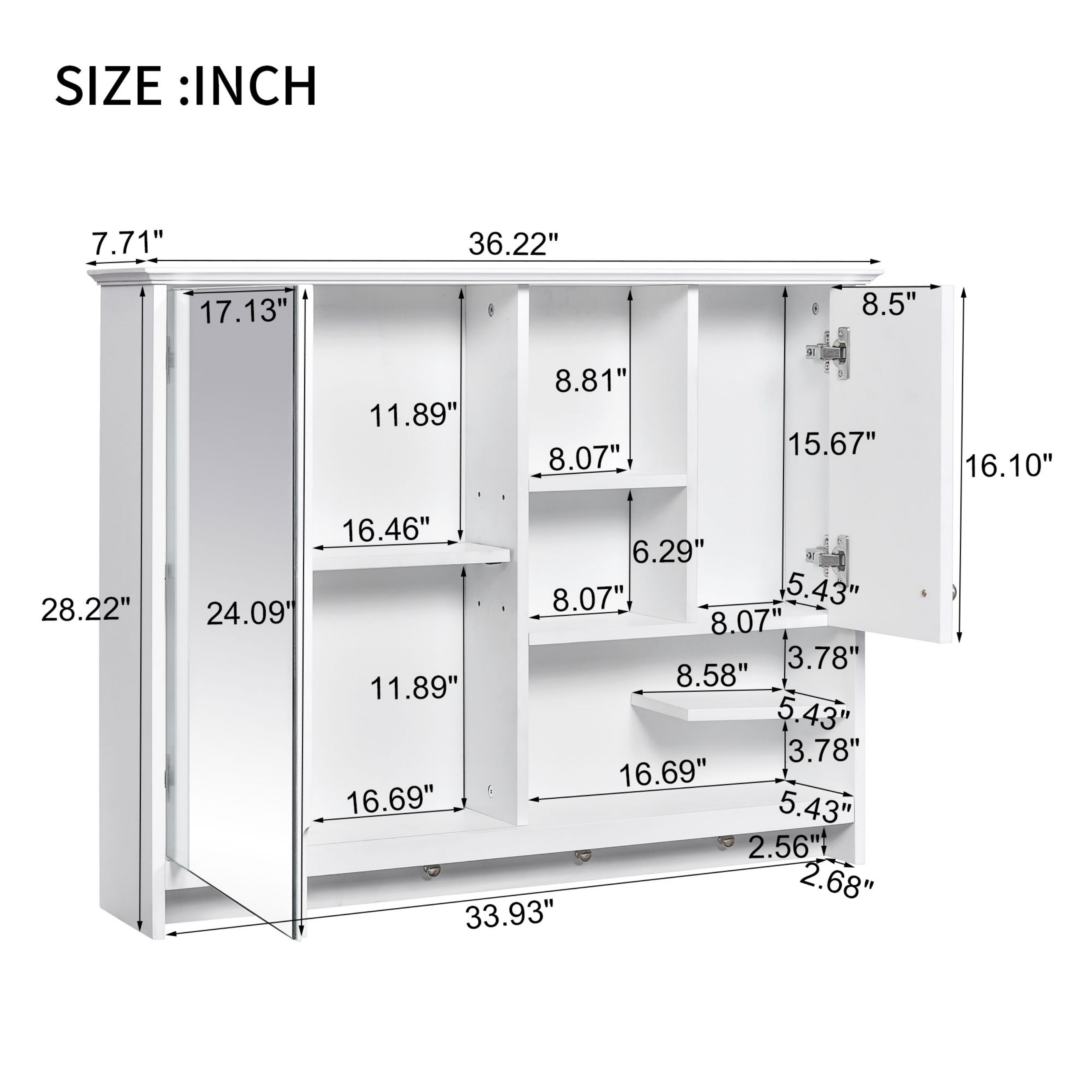 WELLFOR GIZMAY03PE Bathroom-Medicine-Cabinets - View #3