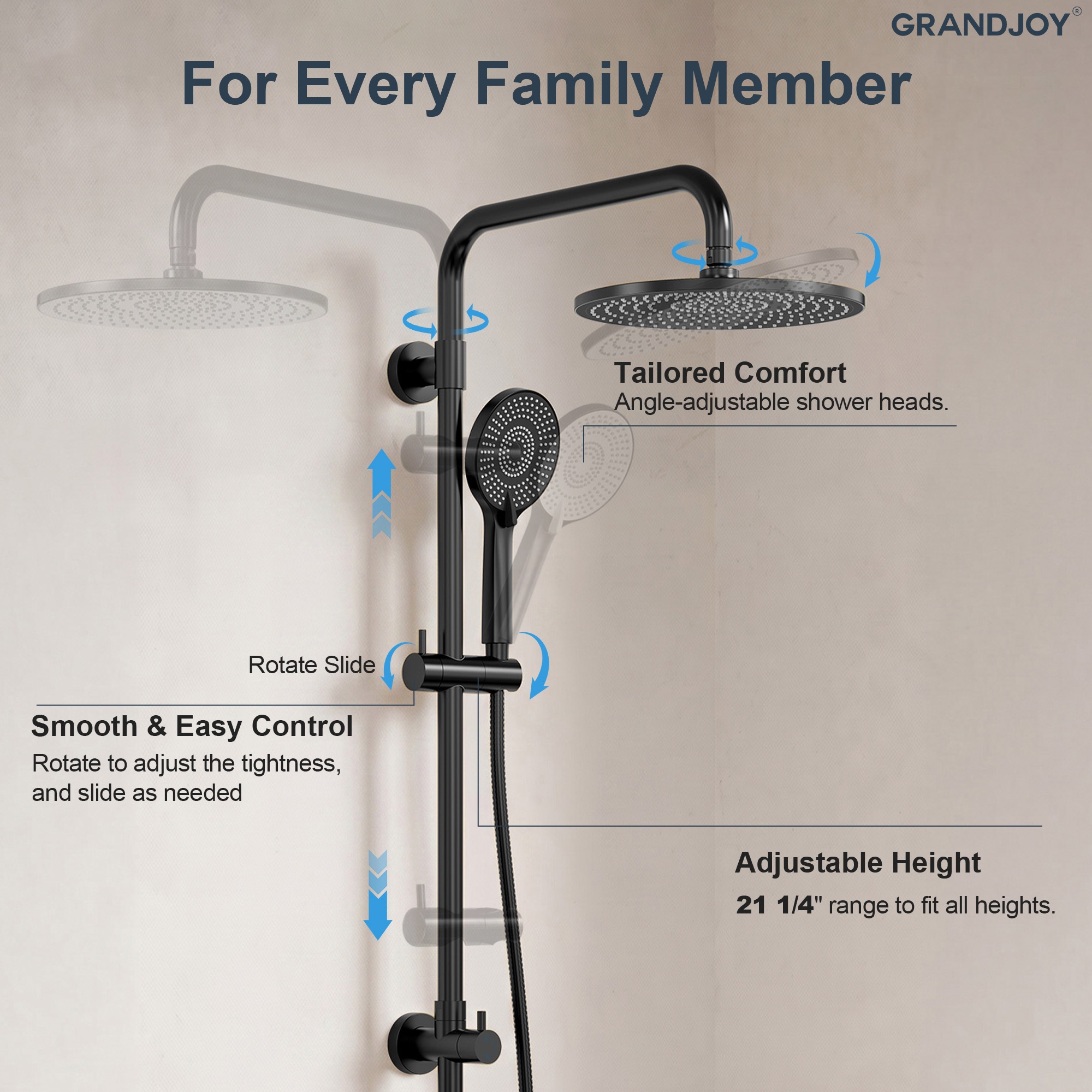 GRANDJOY SGF13GJ-28R-BN Tub-Shower-Faucets - View #4