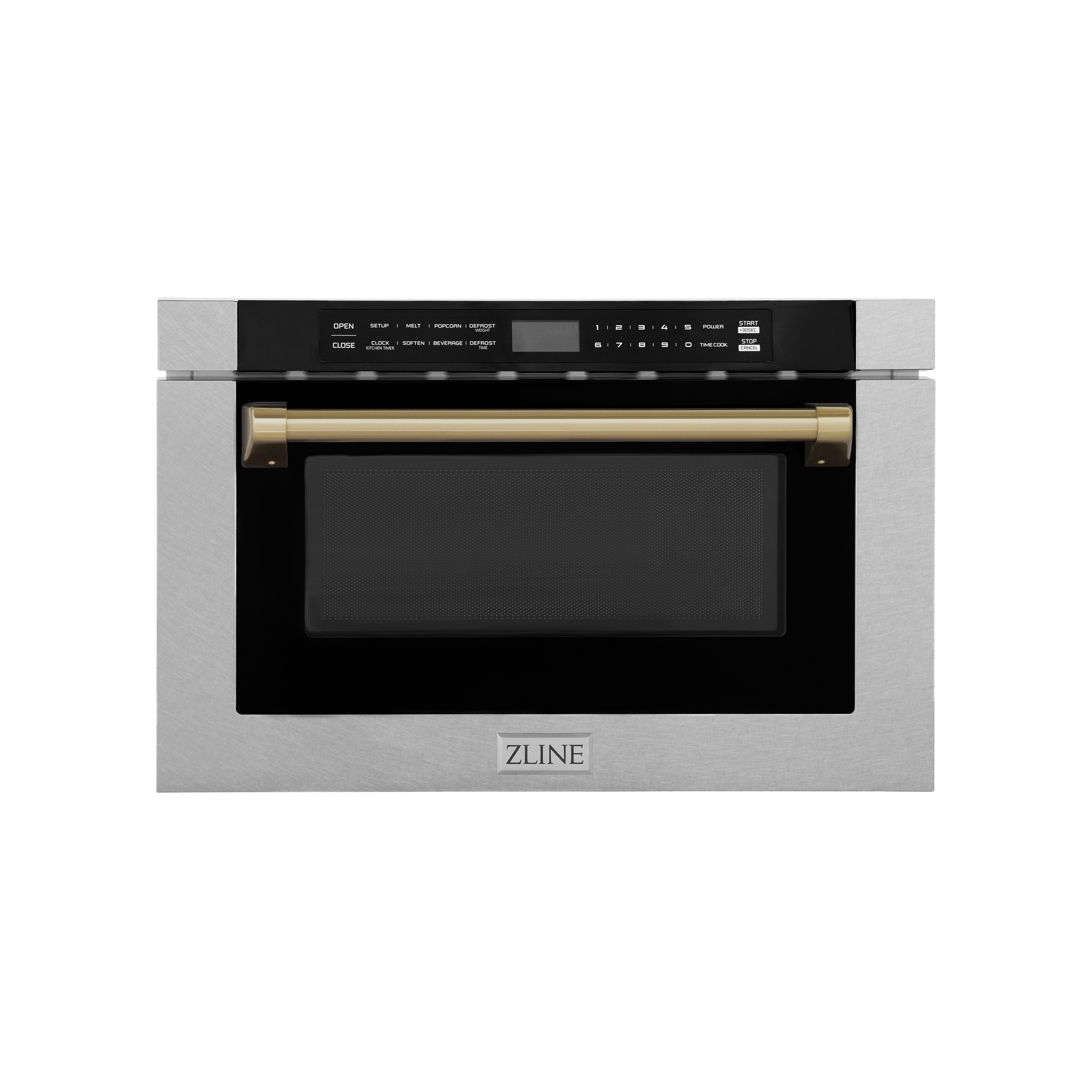 ZLINE KITCHEN & BATH MWDZ-1-SS-H-CB 23.5-in 1.2-cu ft 1000 -Watt Microwave Drawer ( Satin Stainless Steel, Champagne Bronze Handle )