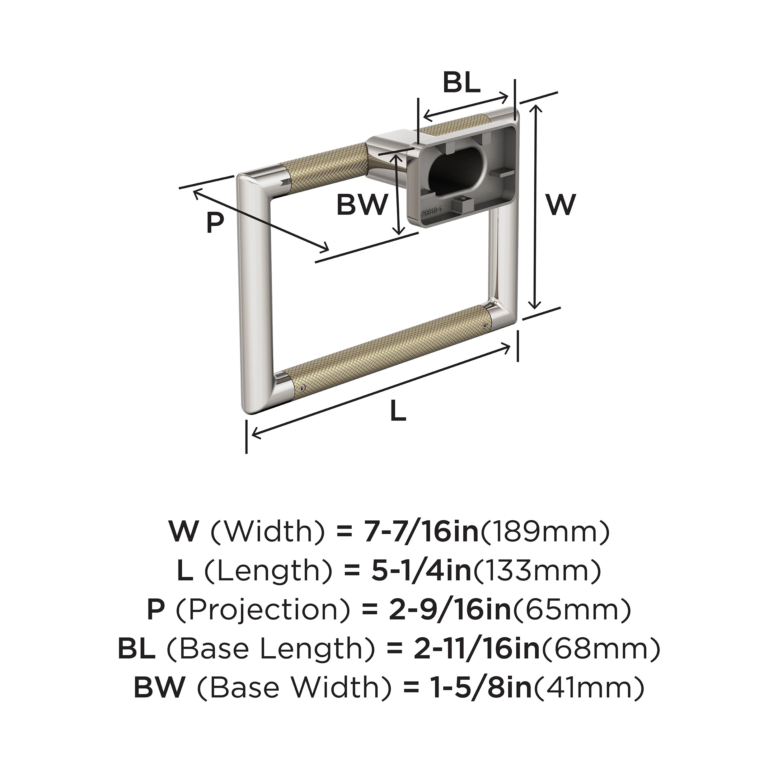Polished Nickel and Golden Champagne Wall Mounted Towel Ring