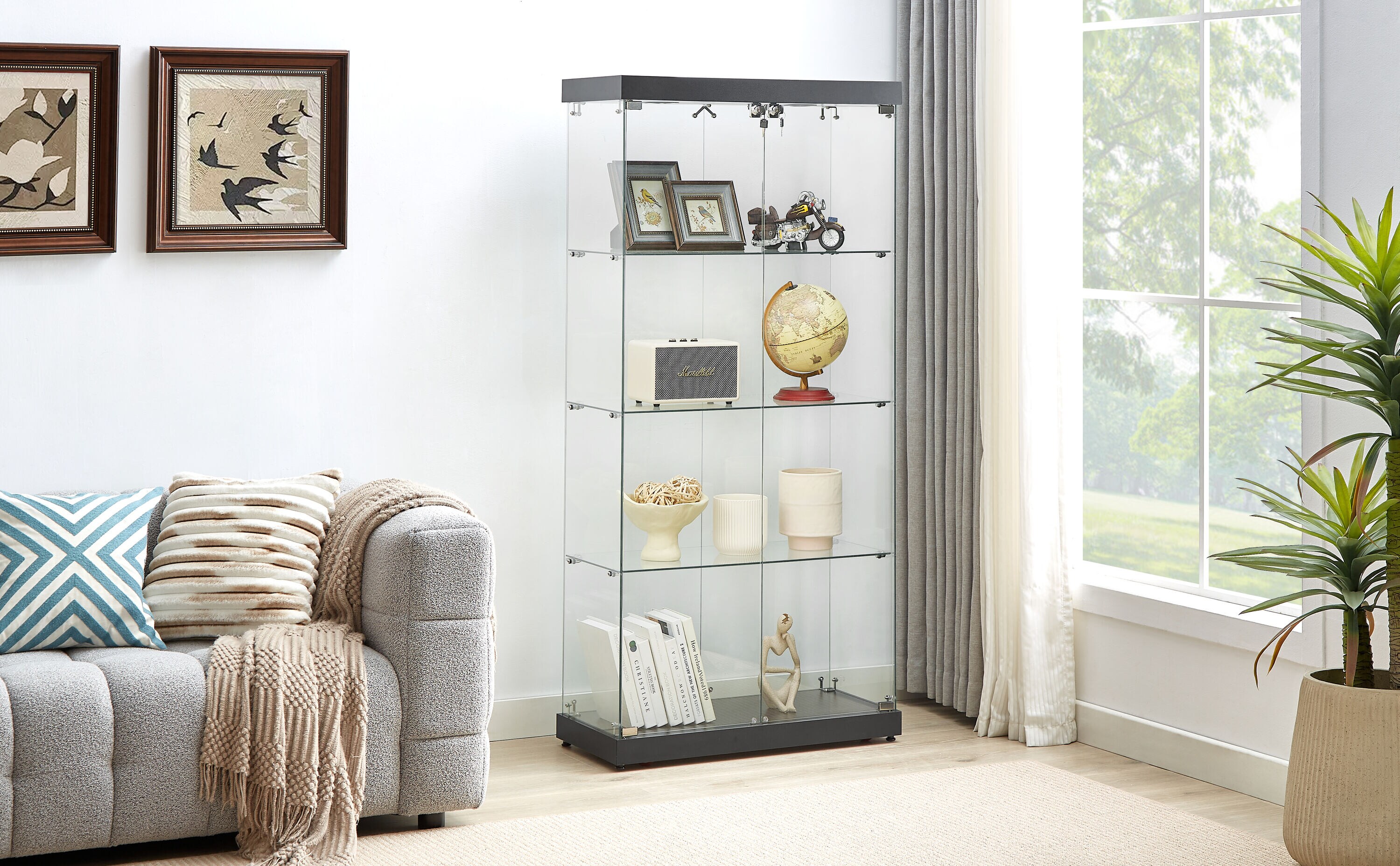 Skilled Custom Glass Partitions Reference: Tatayosi 4 Tier Glass Display Cabinet Double Door Glass Cabinet