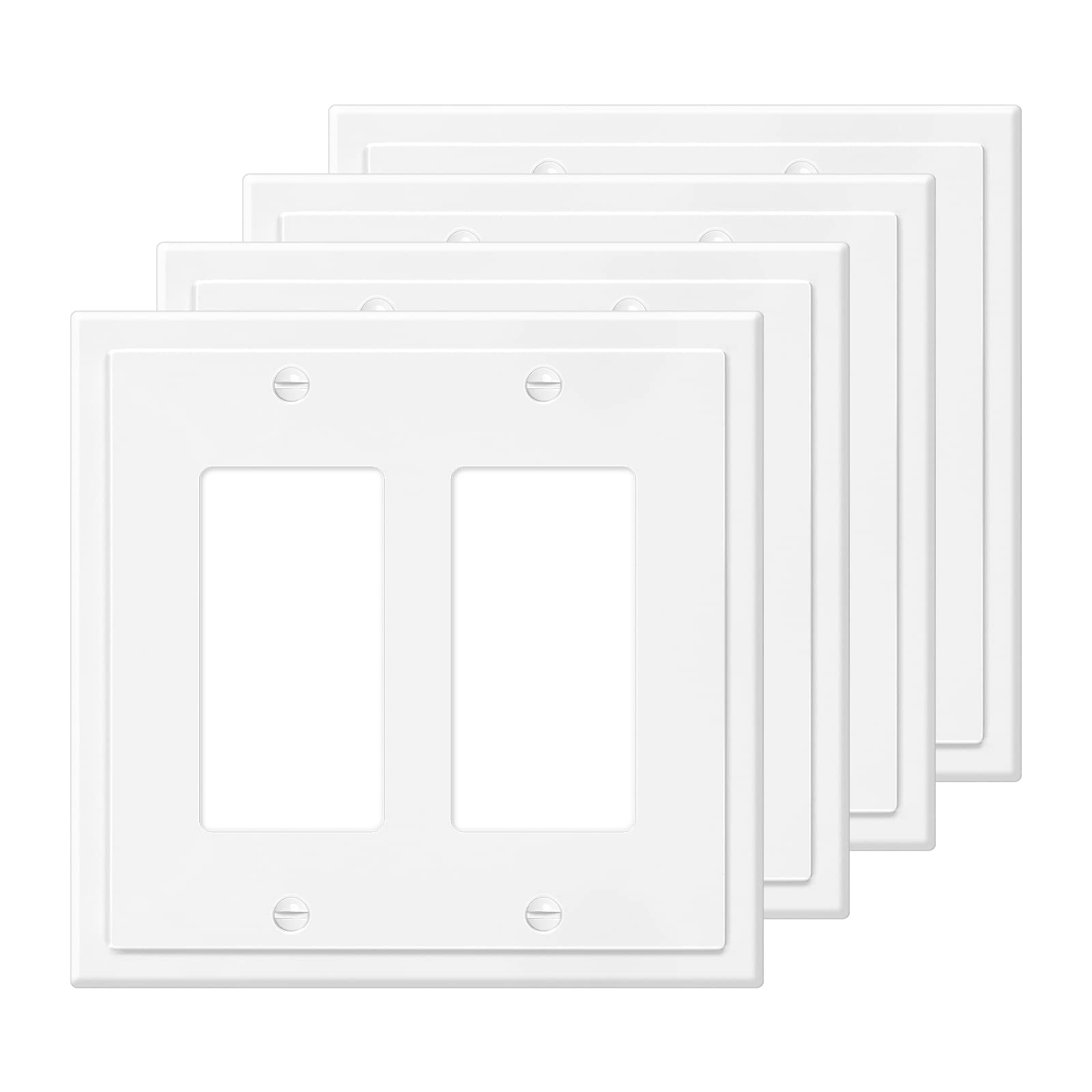 Oyezvary 2 Gang Modern Edge Decorative Wall Plate Cover for Double Decorator Light Switch Smart Switch GFCI Dimmer Receptacle USB Outlet 4 pack #LOZ0717O062