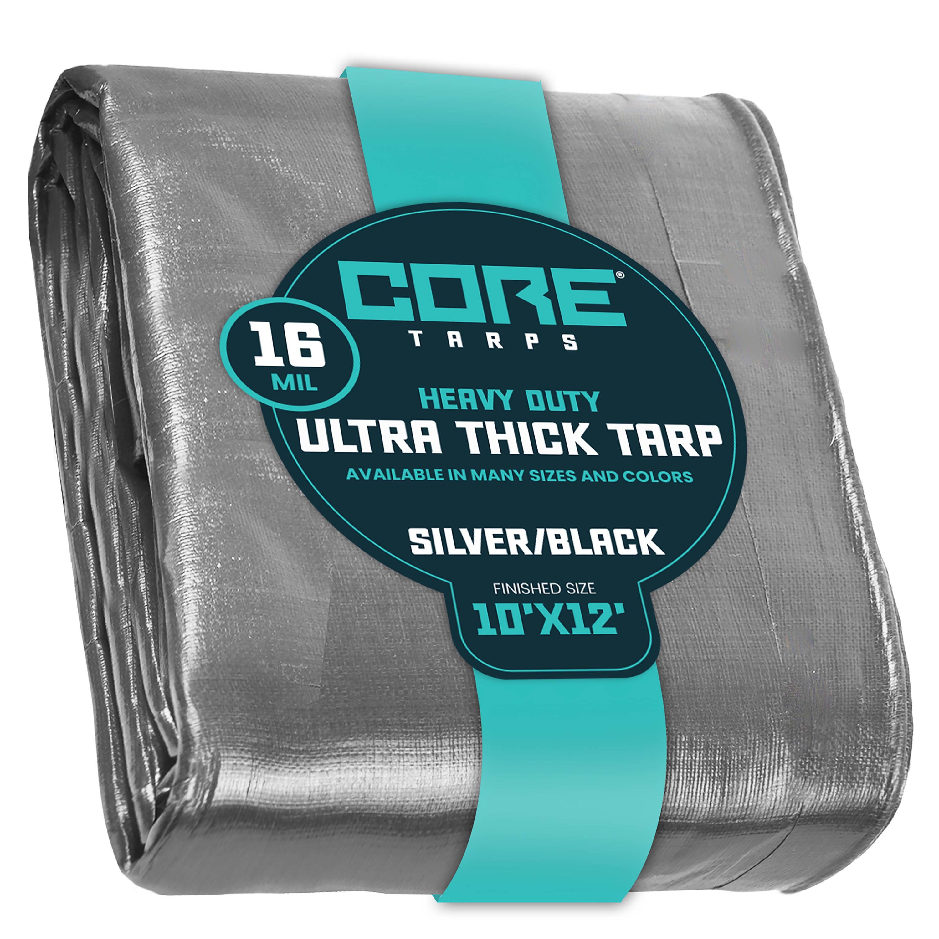 Core Tarps CT-301-10X12 10-ft x 12-ft Silver Waterproof Commercial Polyethylene 16-Mils Tarp