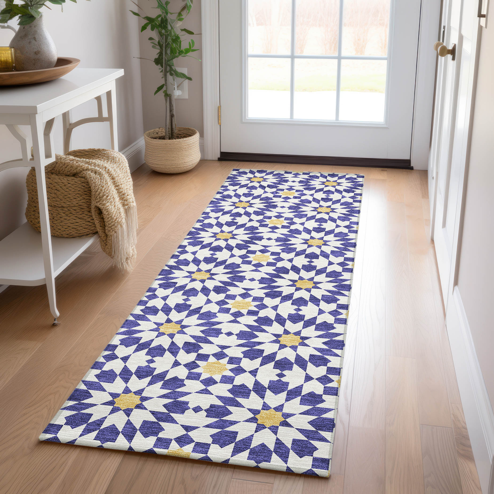 Addison Rugs ACN734NA2X8 Chantille ACN734NA 2 x 7 (ft) Polyester Navy Rectangular Indoor/Outdoor Geometric Machine washable Area rug