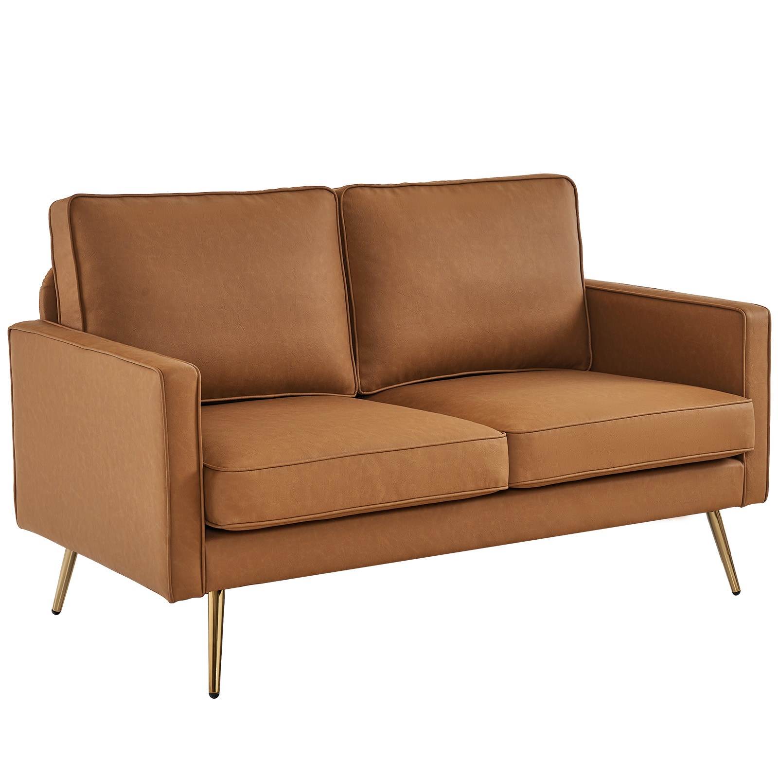Outopee L1G52003230 56.7-in Modern Brown Faux leather Loveseat