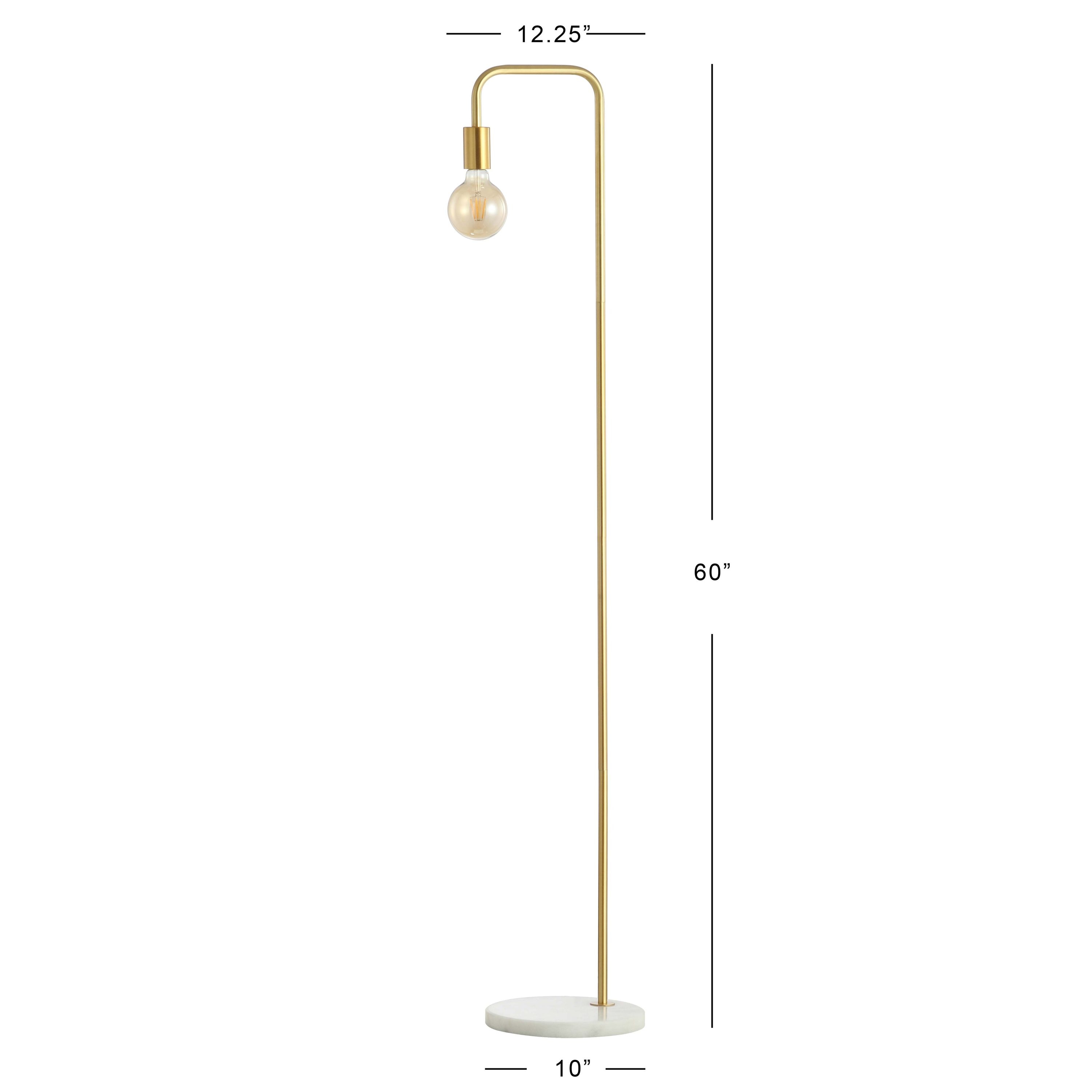 Vega Edison 60" Antique Gold Metal/Marble Minimalist Floor Lamp