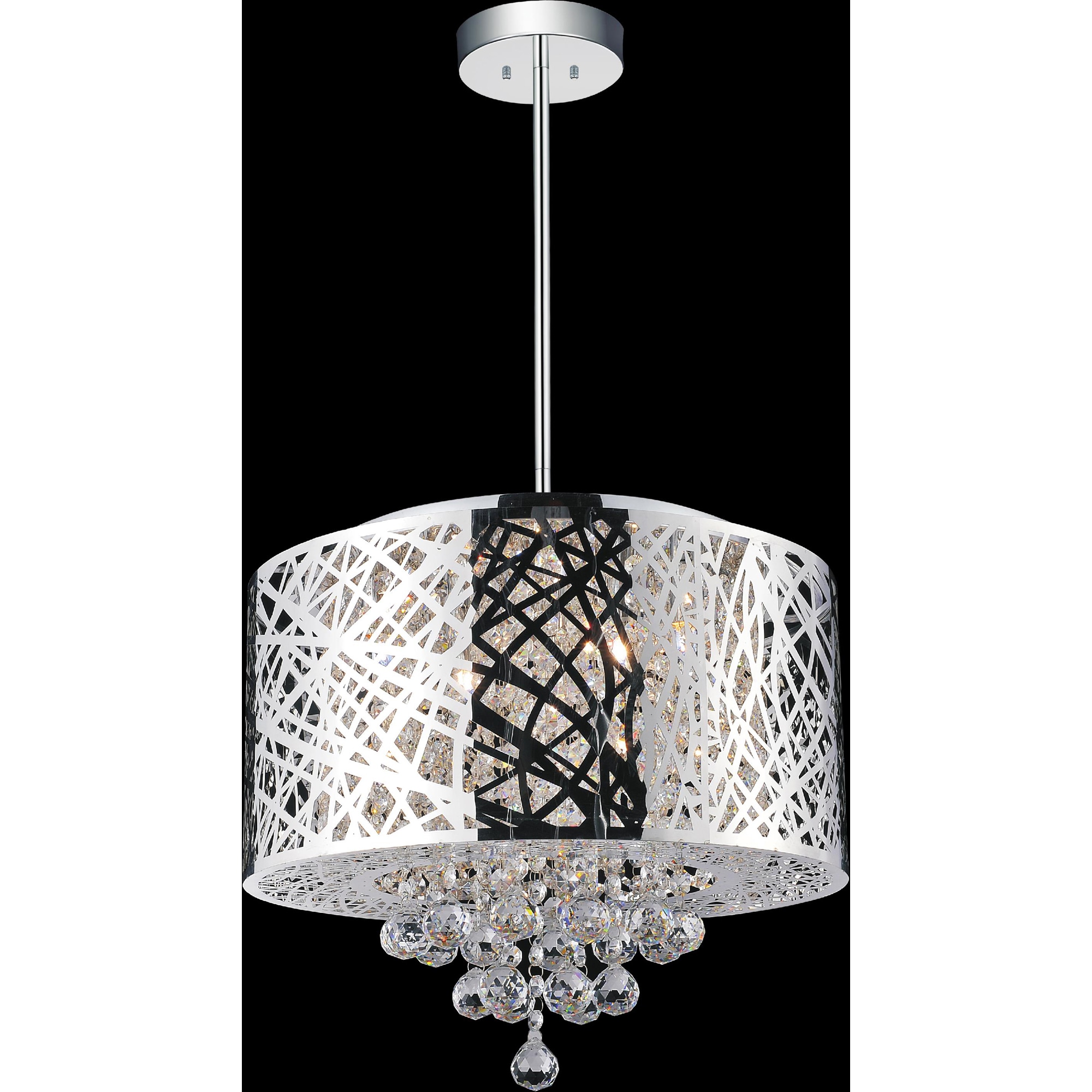 Mini Eternity Chrome Drum Chandelier with Crystal Beads