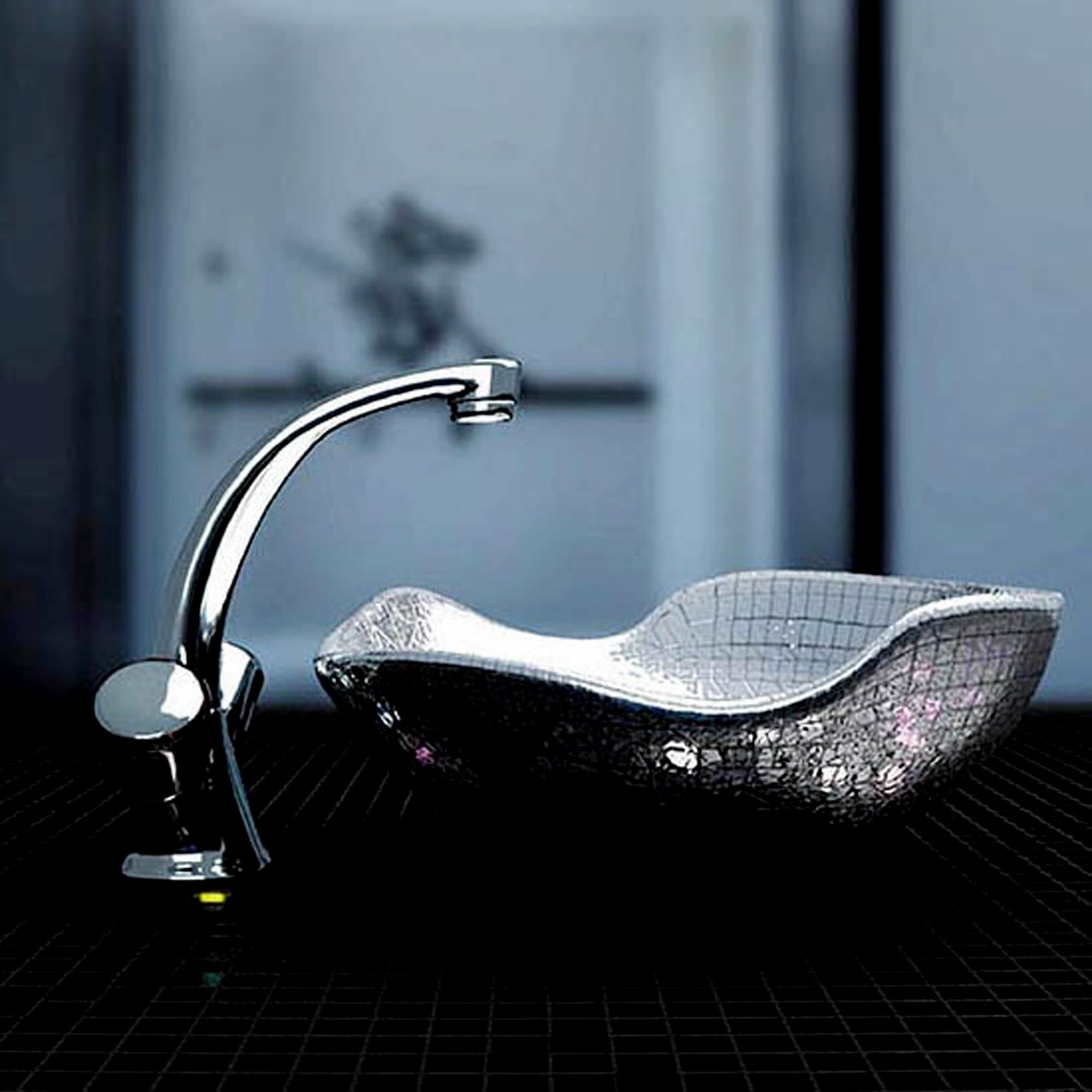 Skosh Glossy Black Glass Mosaic Wall and Floor Tile