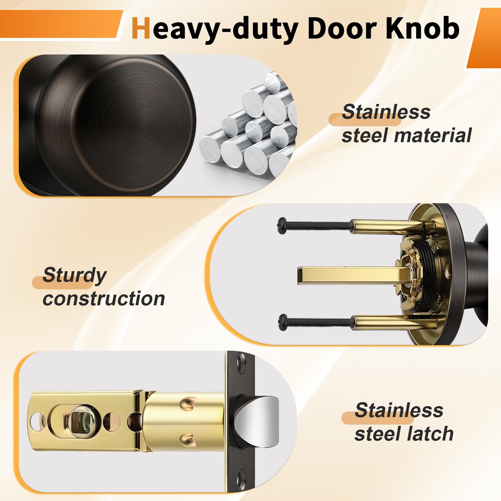 AKSCYZM Oil Rubbed Bronze Door Knobs Passage Door Locks with Round Ball ...