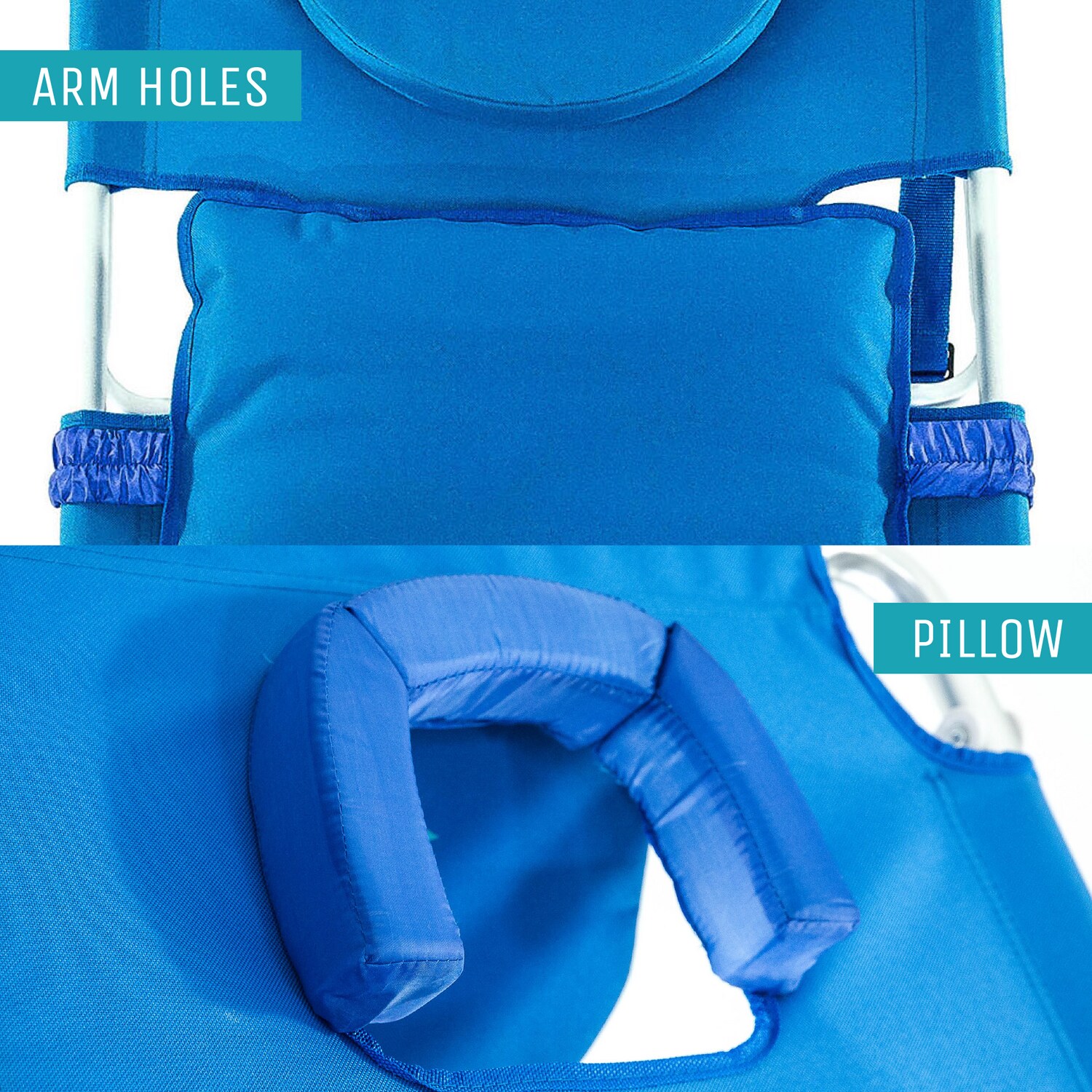 Blue Adjustable Aluminum Outdoor Reclining Beach Chair with Footrest