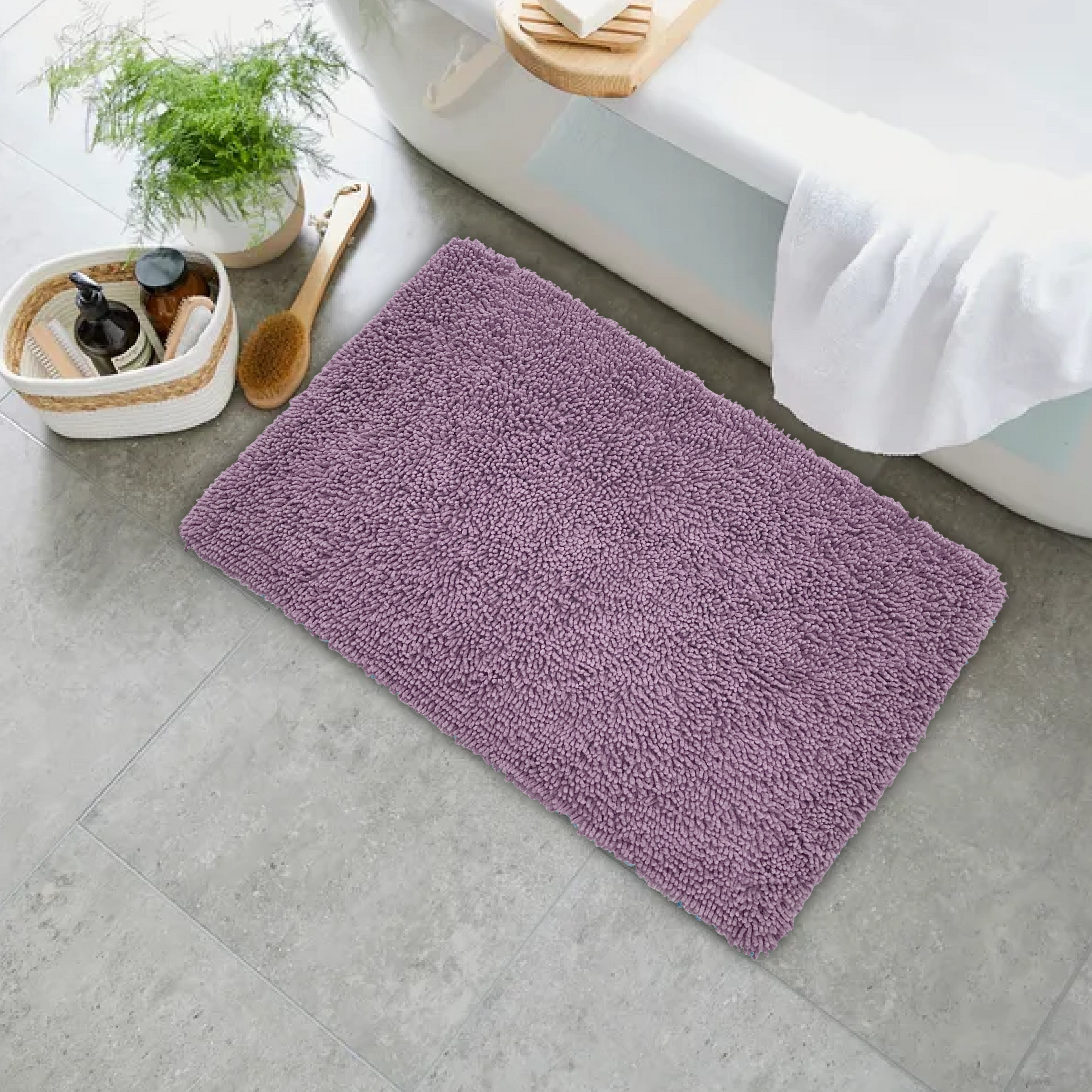 Home Weavers BFA1724PU Fantasia 17-Inches x 24-Inches Purple Cotton Bath rug