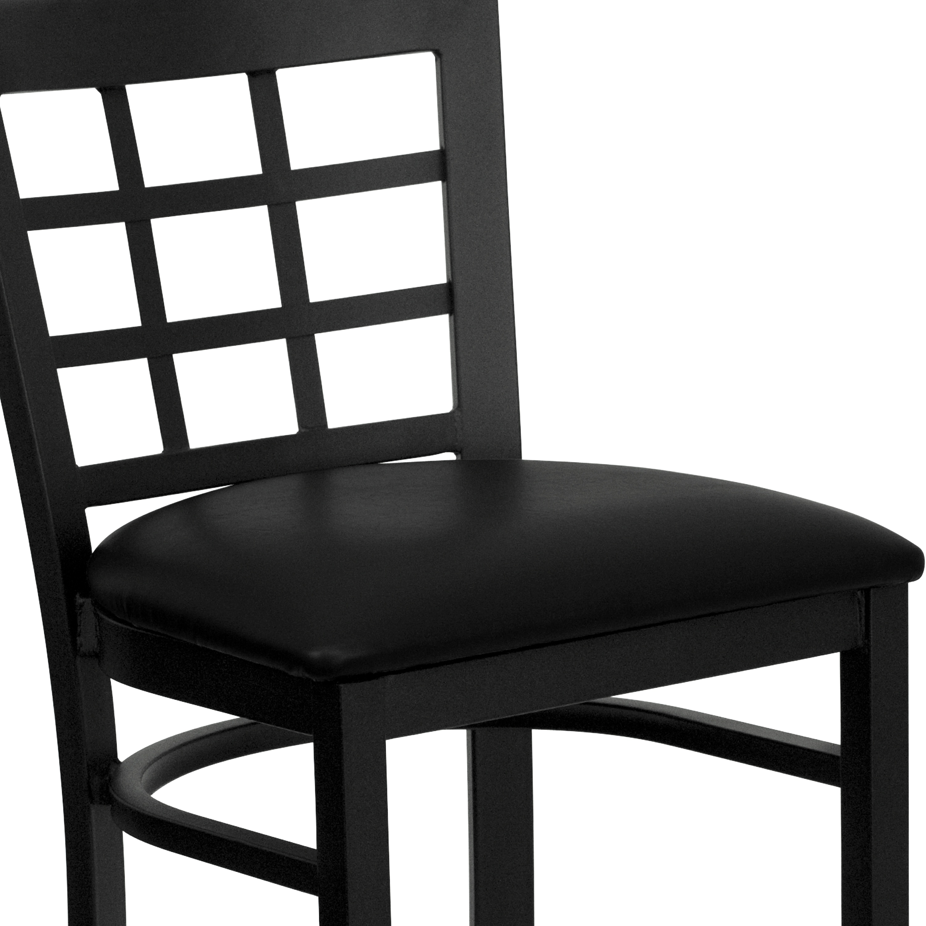 Elegant Black Vinyl and Metal Window Back Bar Stool