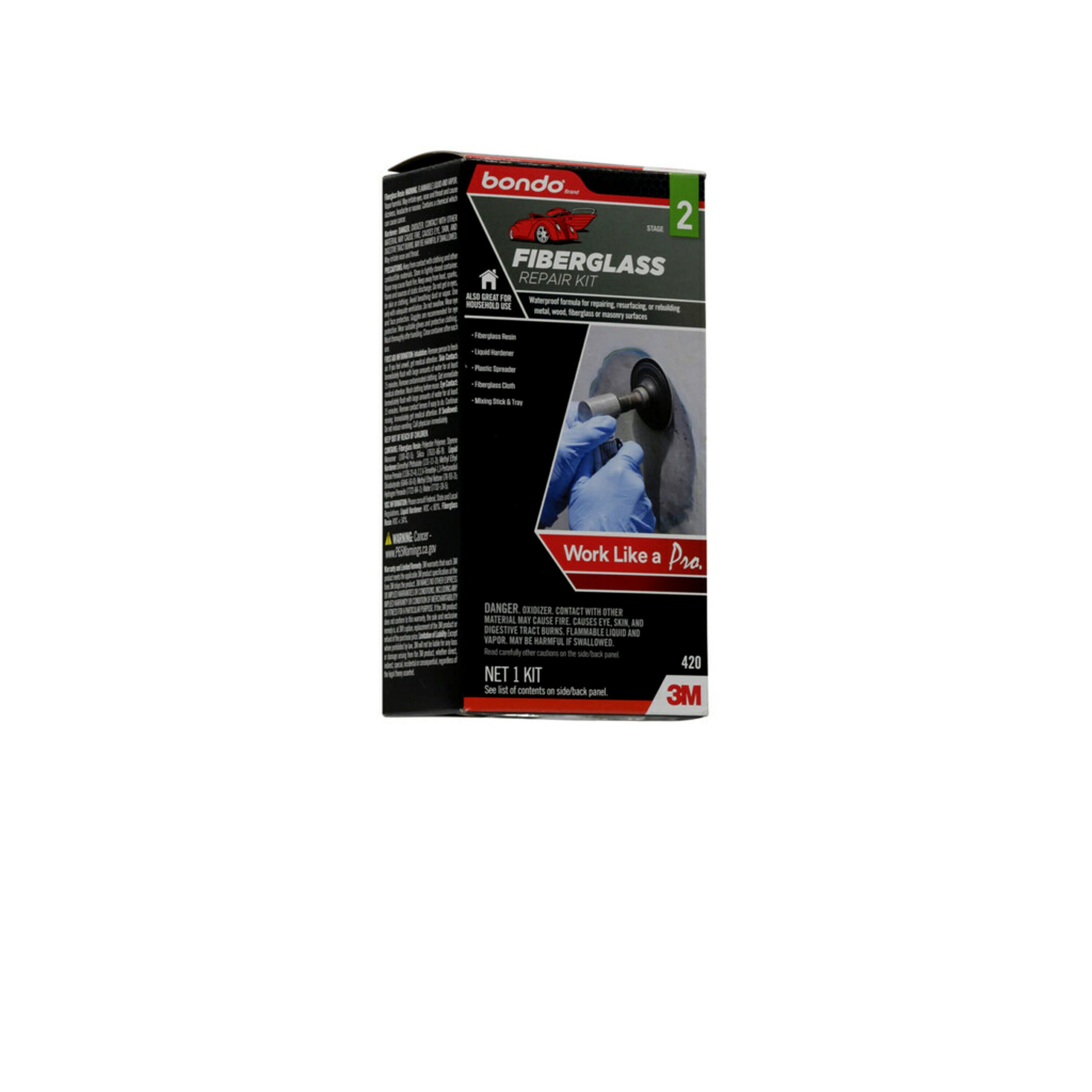  Bondo Fiberglass Resin, Interior and Exterior Home Use, 100%  Waterproof, Strong, Durable, 20122, 28.8 fl oz Can : Automotive
