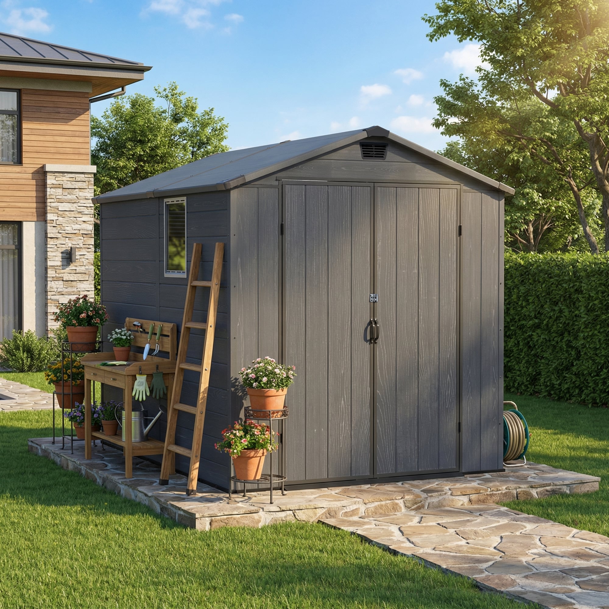 Patiowell WES-EN68-DGY Vinyl-Resin-Storage-Buildings - View #9