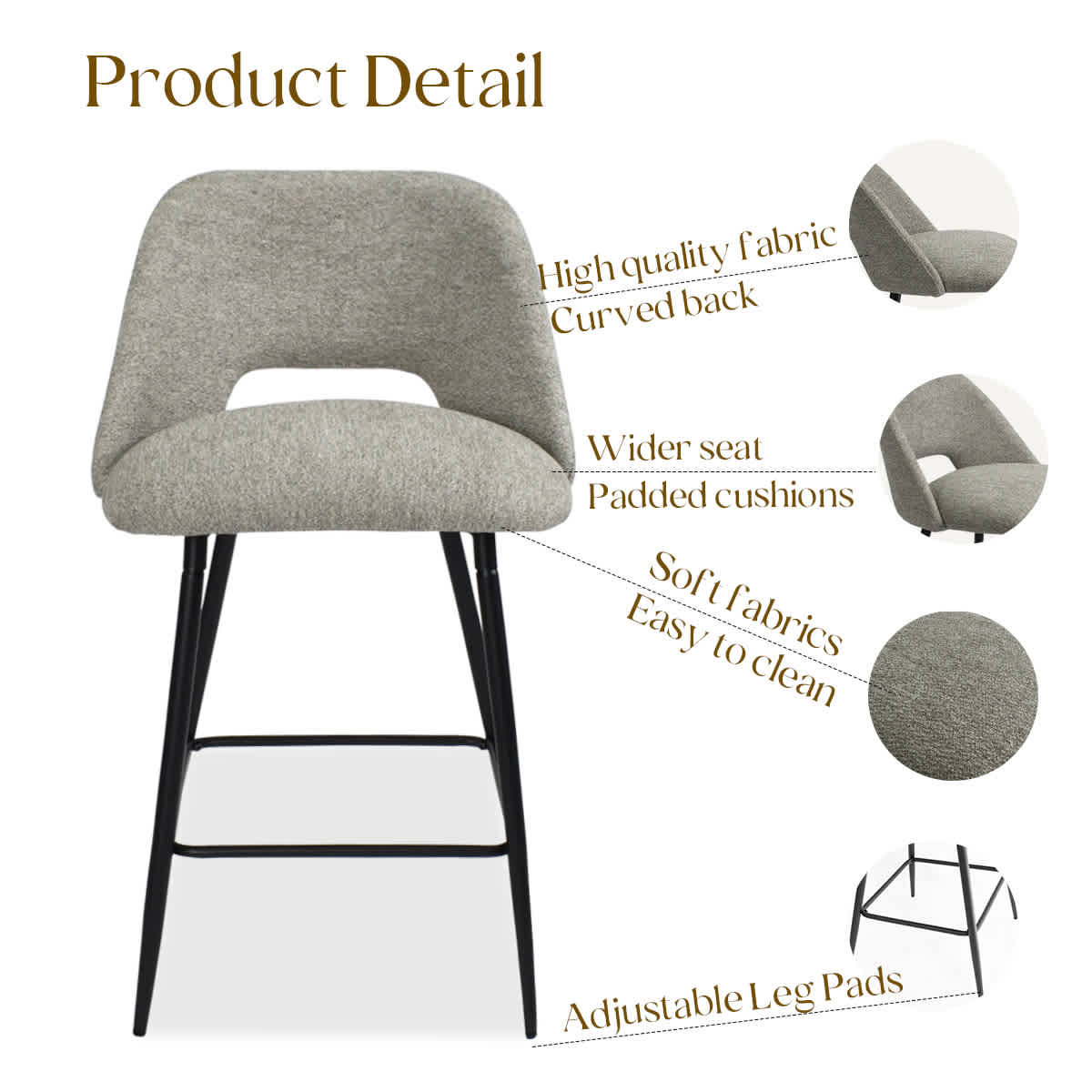 Maison Boucle EDWIN-MIDBAR-LTGR-4 stools - View #5