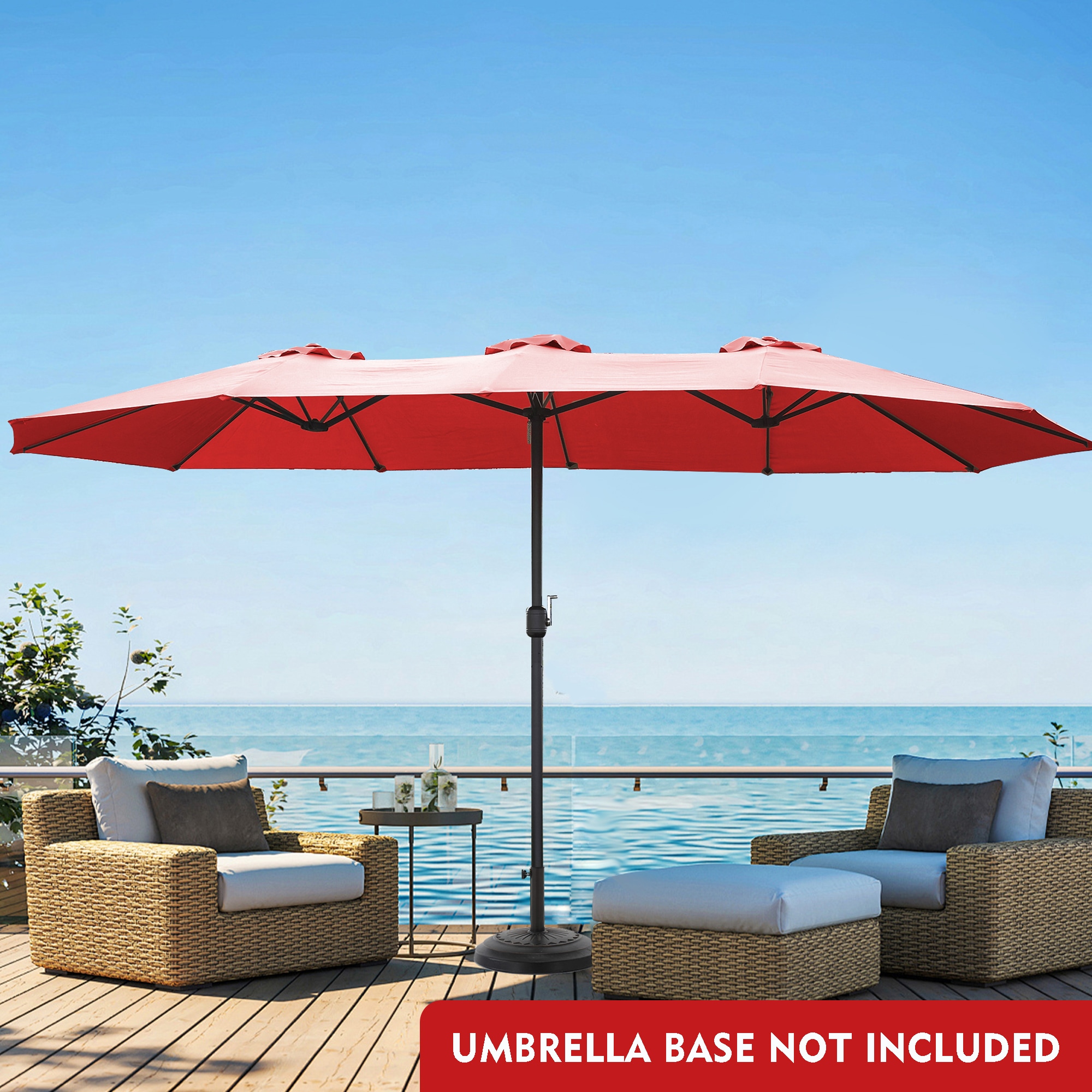 Fun Orange FUNS1HW30 14.86-ft Steel Orange No-tilt Market Patio Umbrella
