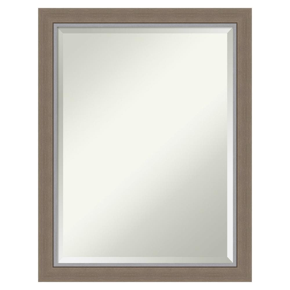 Amanti Art DSW4960841 Eva 21.25-in x 27.25-in Framed Rectangle Bathroom Vanity Mirror ( Matte Brown,Silver )