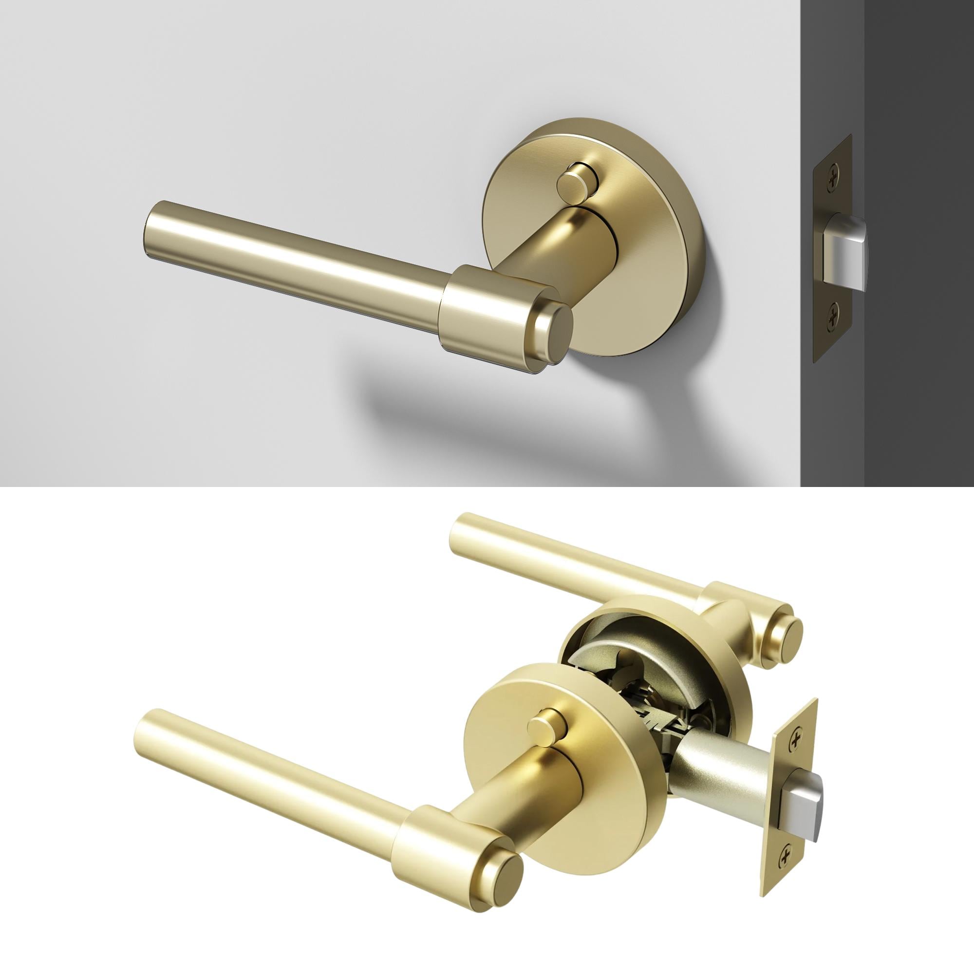 OKUN Zen Brushed Champagne Gold Interior or Bed/Bath Hall/Closet Privacy Door Handle #OK1007MGPR