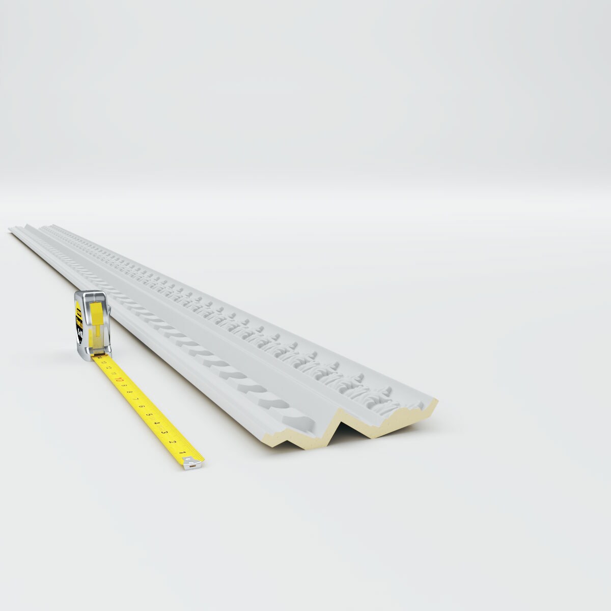 5"H x 3 7/8"P x 6 3/8"F x 94 1/2"L, (2" Repeat), Dentil and Leaf Crown Moulding