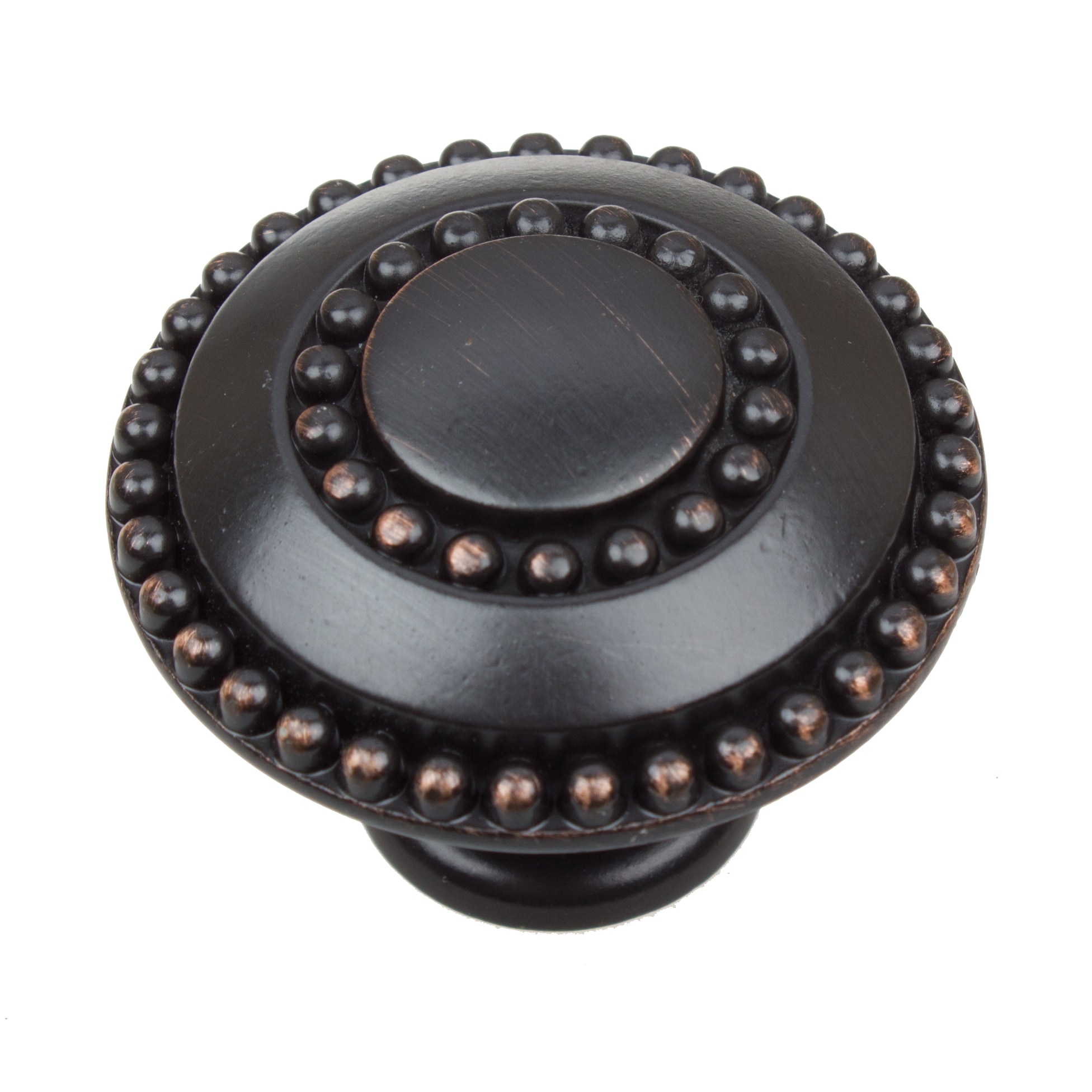 GlideRite Hardware 5739-ORB-25 1-3/8 in. Round Double Ring Beaded Cabinet Knob - 25 Pack