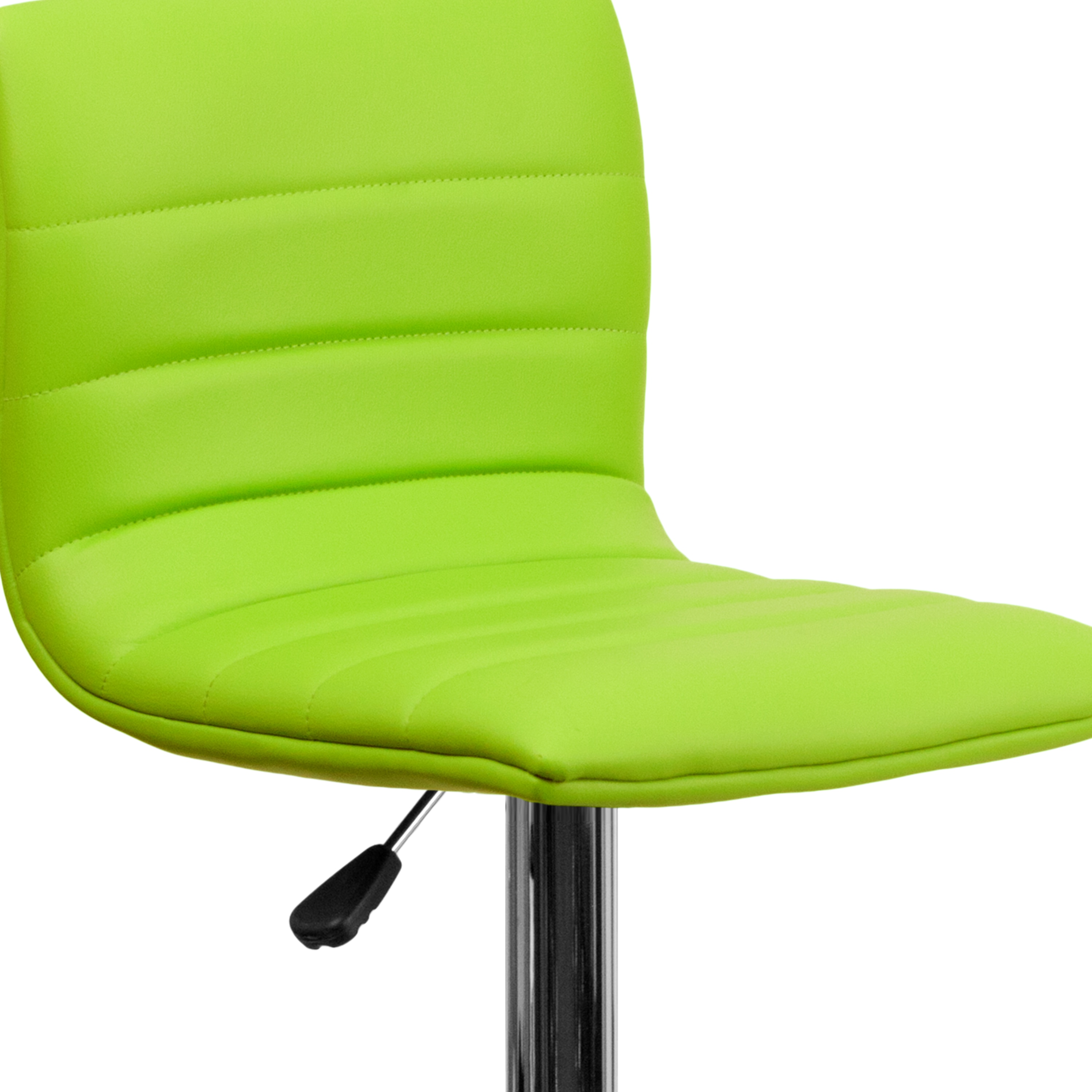 Modern Green Vinyl Adjustable Swivel Bar Stool with Chrome Base
