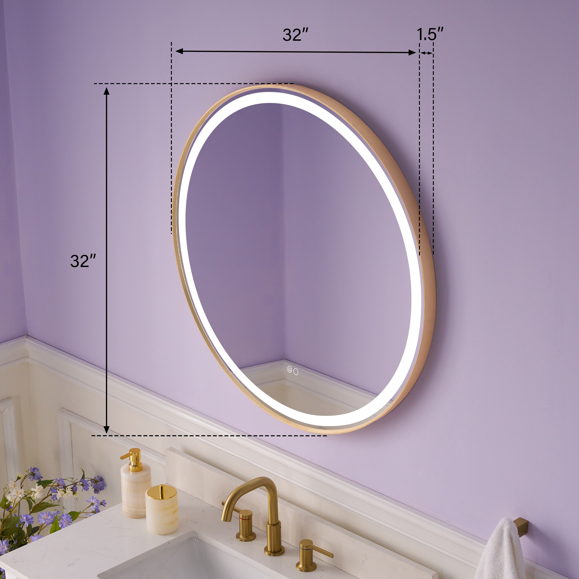 WELLFOR W9RD3232BG Framed-Bath-Mirrors - View #3