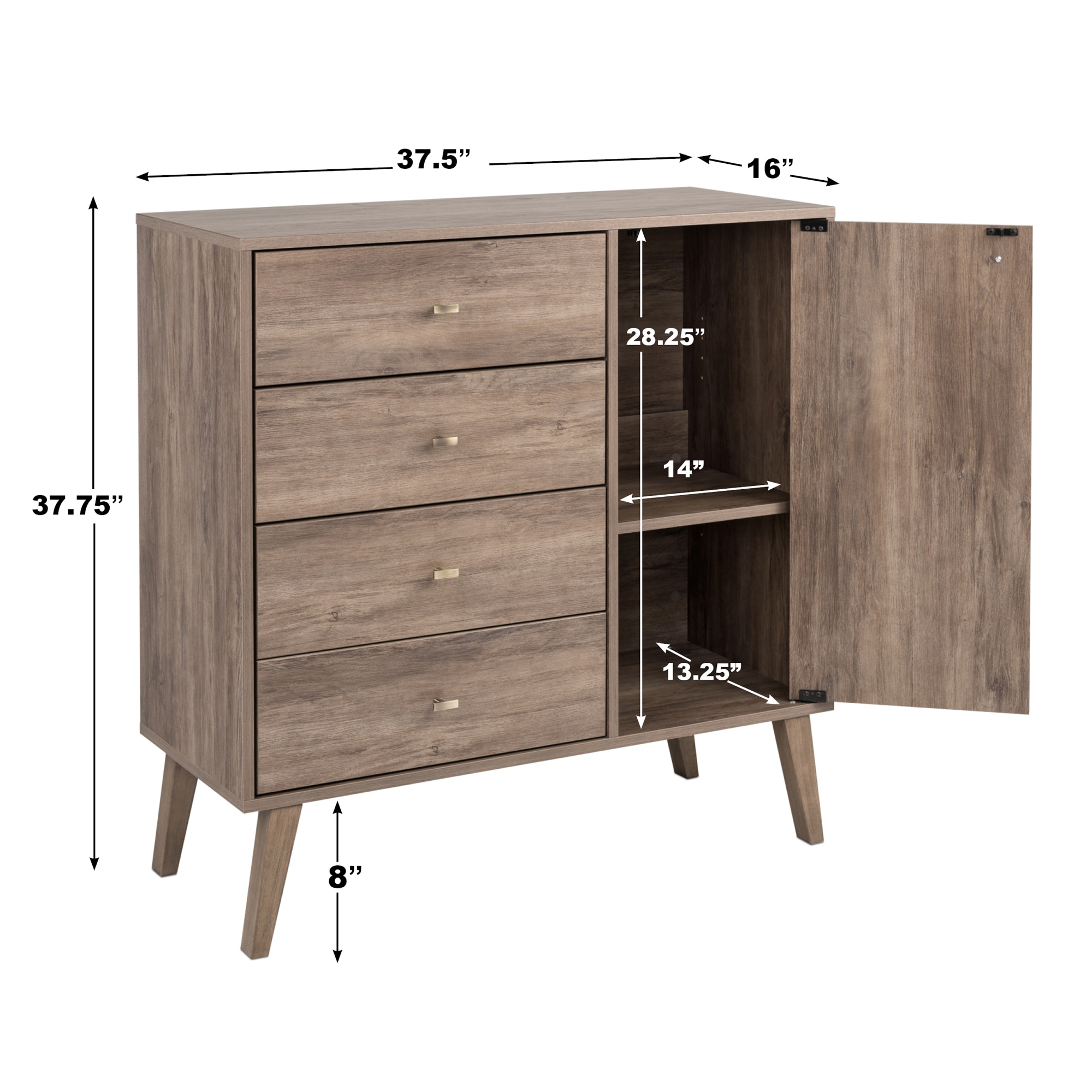 Prepac Milo Drifted Gray 4-Drawer Accent Chest in the Accent Cabinets ...