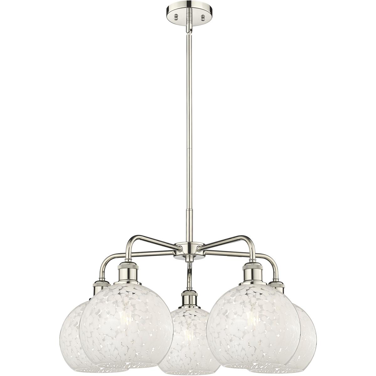 Innovations Lighting - 516-5CR-PN-G1216-8WM Ballston White Mouchette Chandelier Polished Nickel