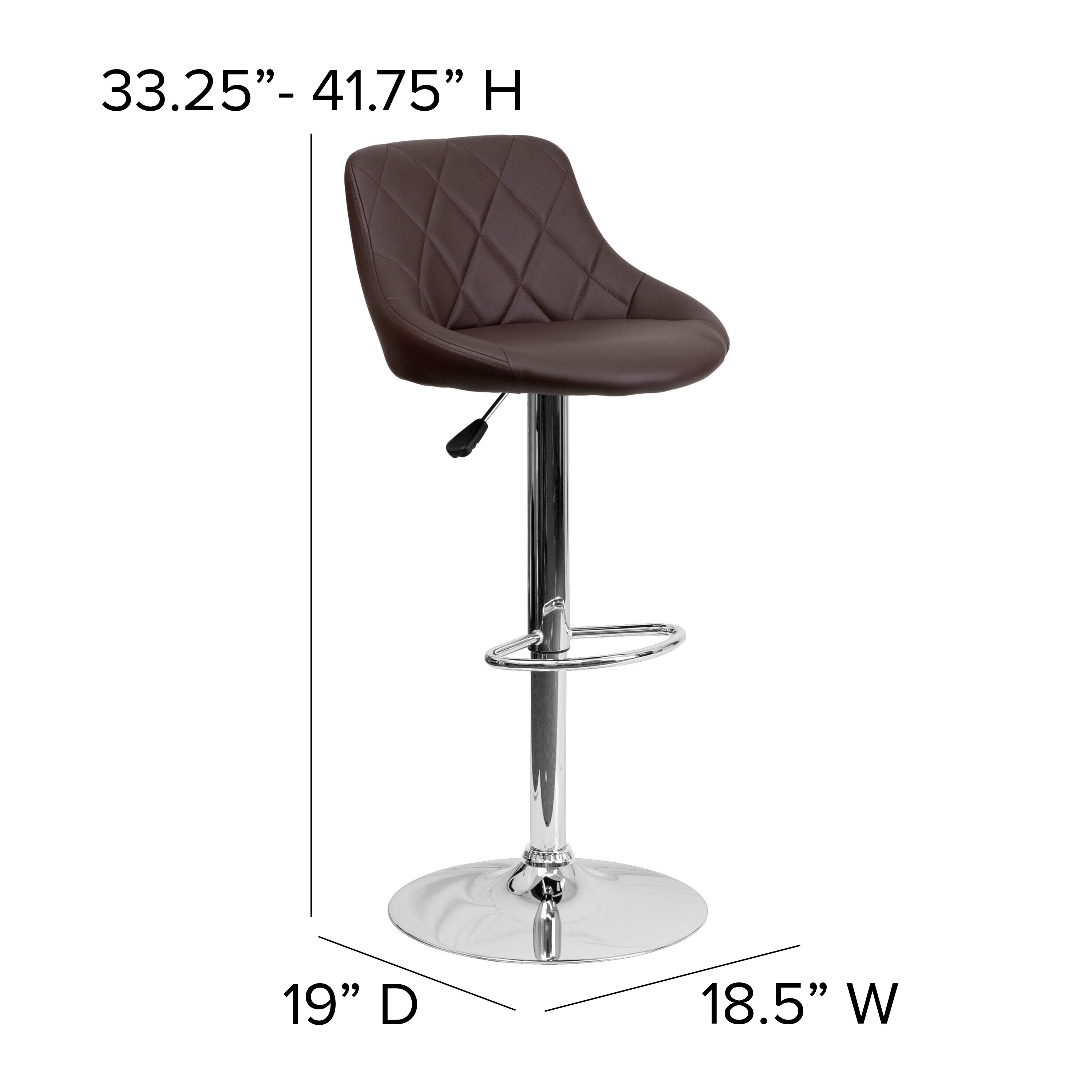Flash Furniture Brown 32-in H Adjustable height Upholstered Swivel ...