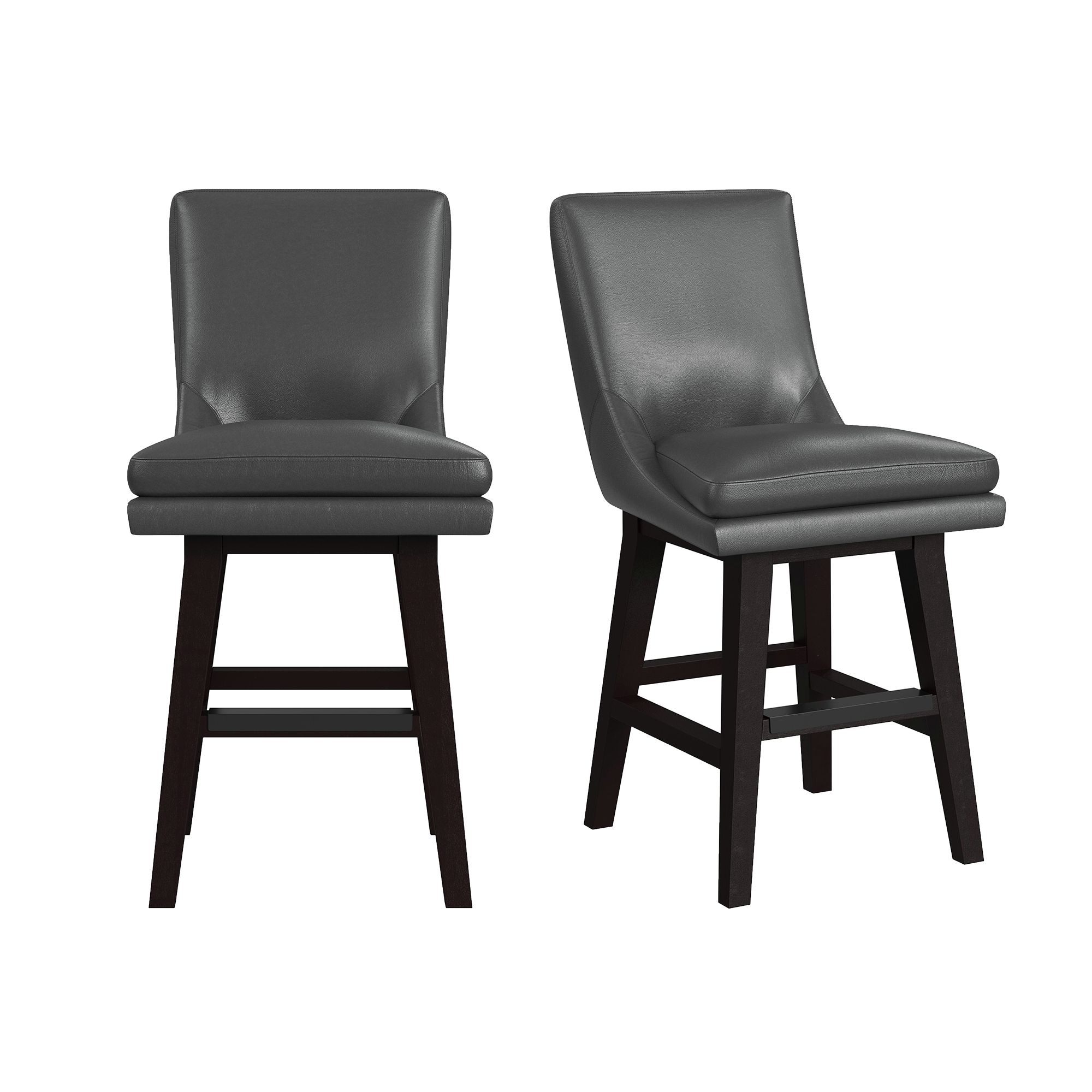 Picket House Furnishings D-13220-5-CST Pewter 2 -Set Espresso 27.5-in H Counter height Square seat Upholstered Swivel Composite Bar Stool and Back