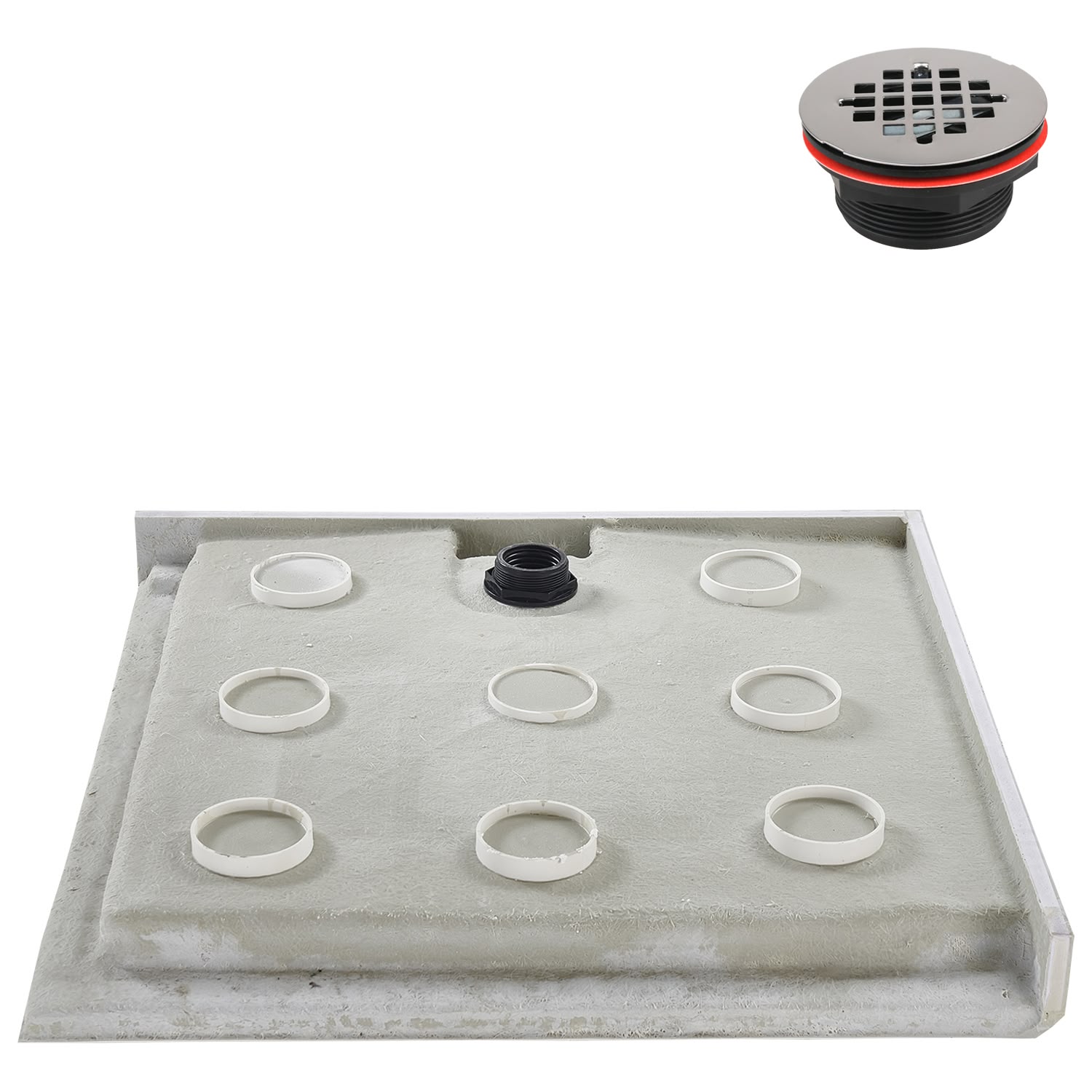 Streamline 36" White Acrylic Corner Shower Base with ABS Drain