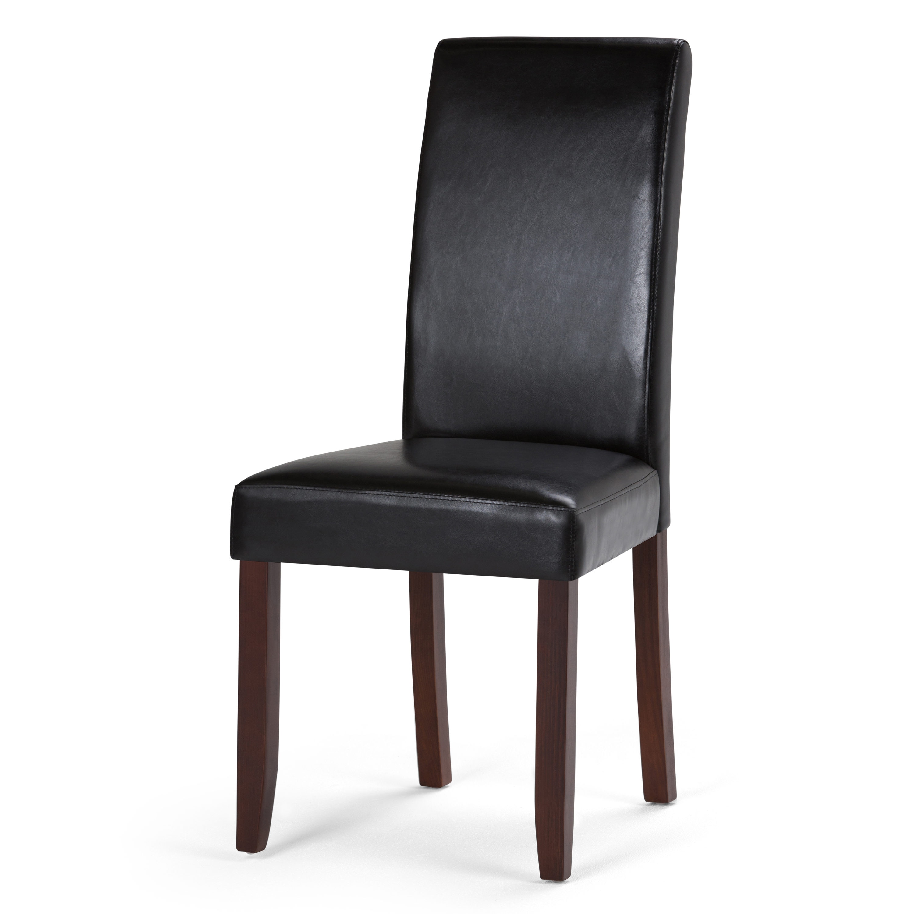 Acadian Midnight Black Faux Leather Upholstered Parsons Side Chair