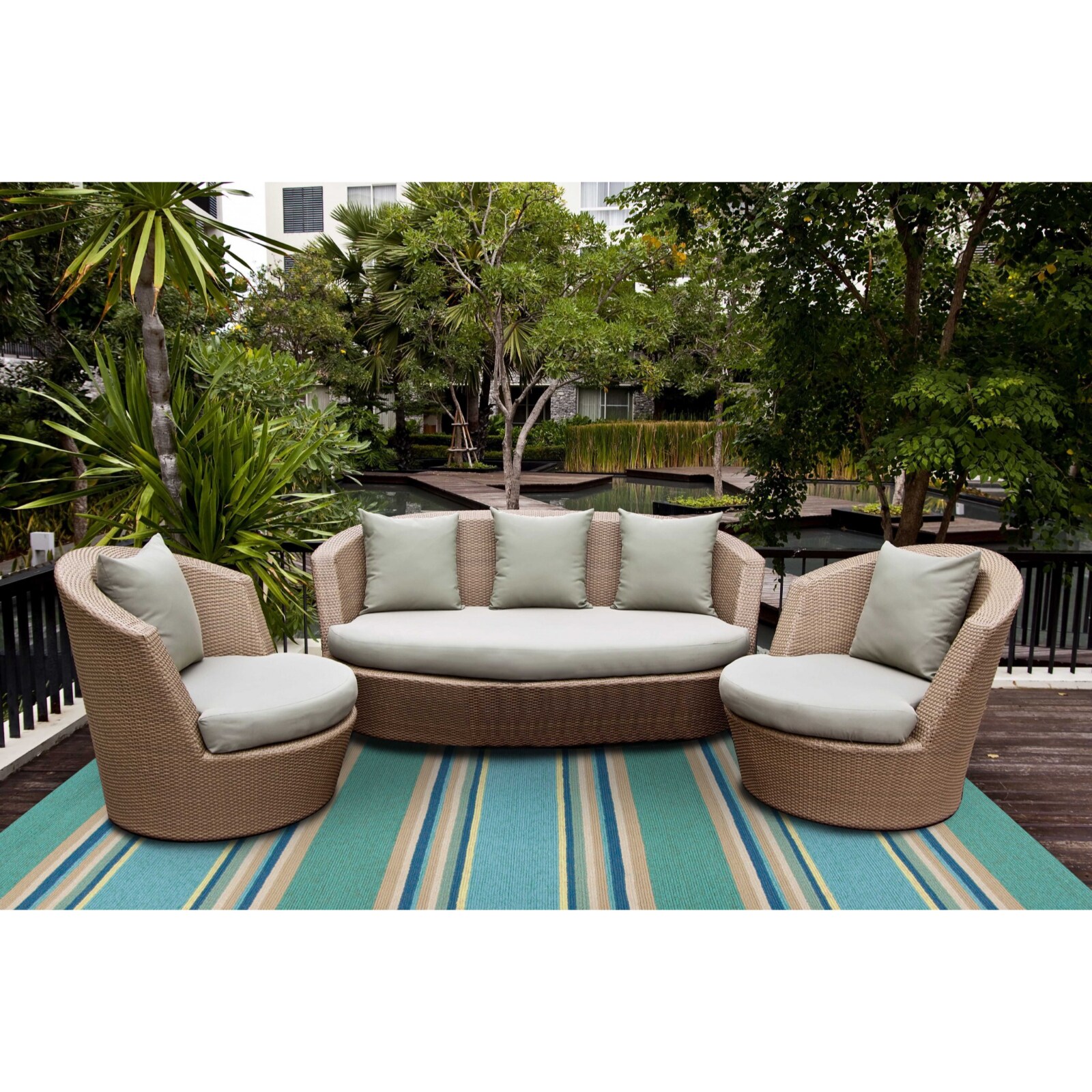 HomeRoots 353842 Bernadette 3 X 5 (ft) Rag Ocean Blue Indoor Stripe Area Rug