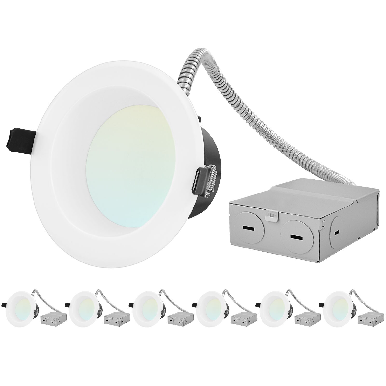 Luxrite White 4 in 1000 Lumen Switchable White Round Dimmable LED