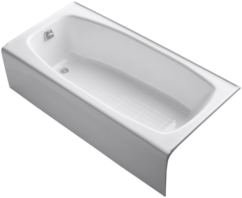 KOHLER 515-0 Dynametric 32-in x 66-in White Cast Iron Alcove Soaking Bathtub (Left Drain)