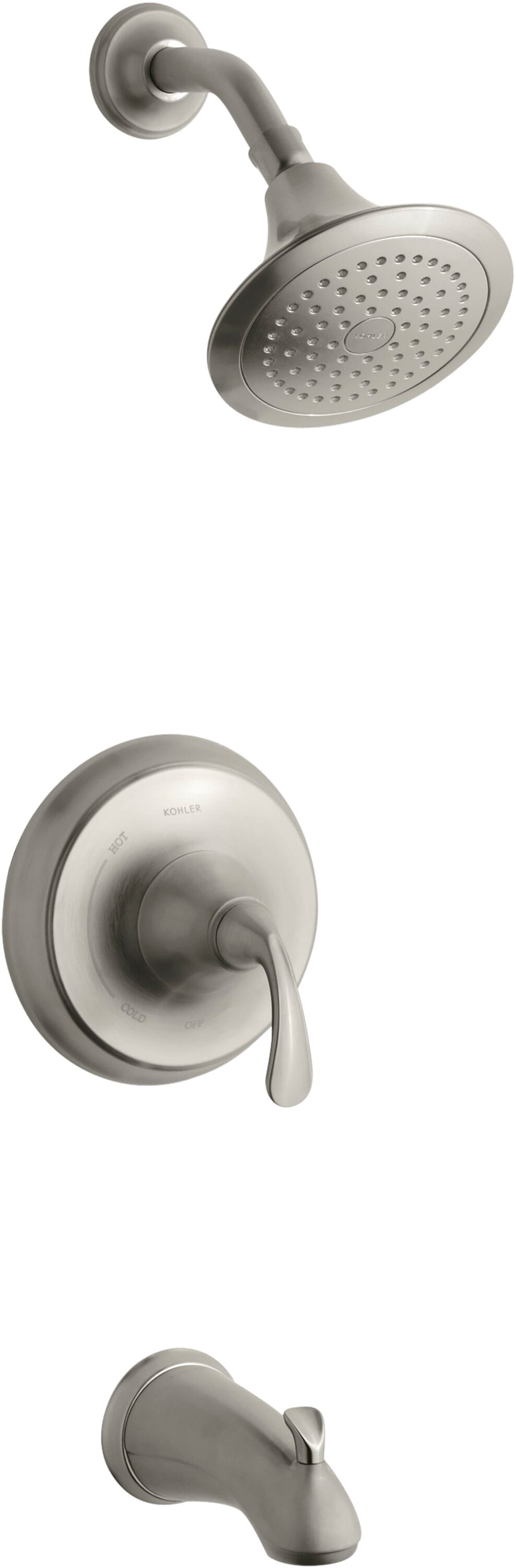 KOHLER TS10274-4-BN Fort Vibrant Brushed Nickel 1-handle Single function 6.375-Inches Round Bathtub and shower Faucet