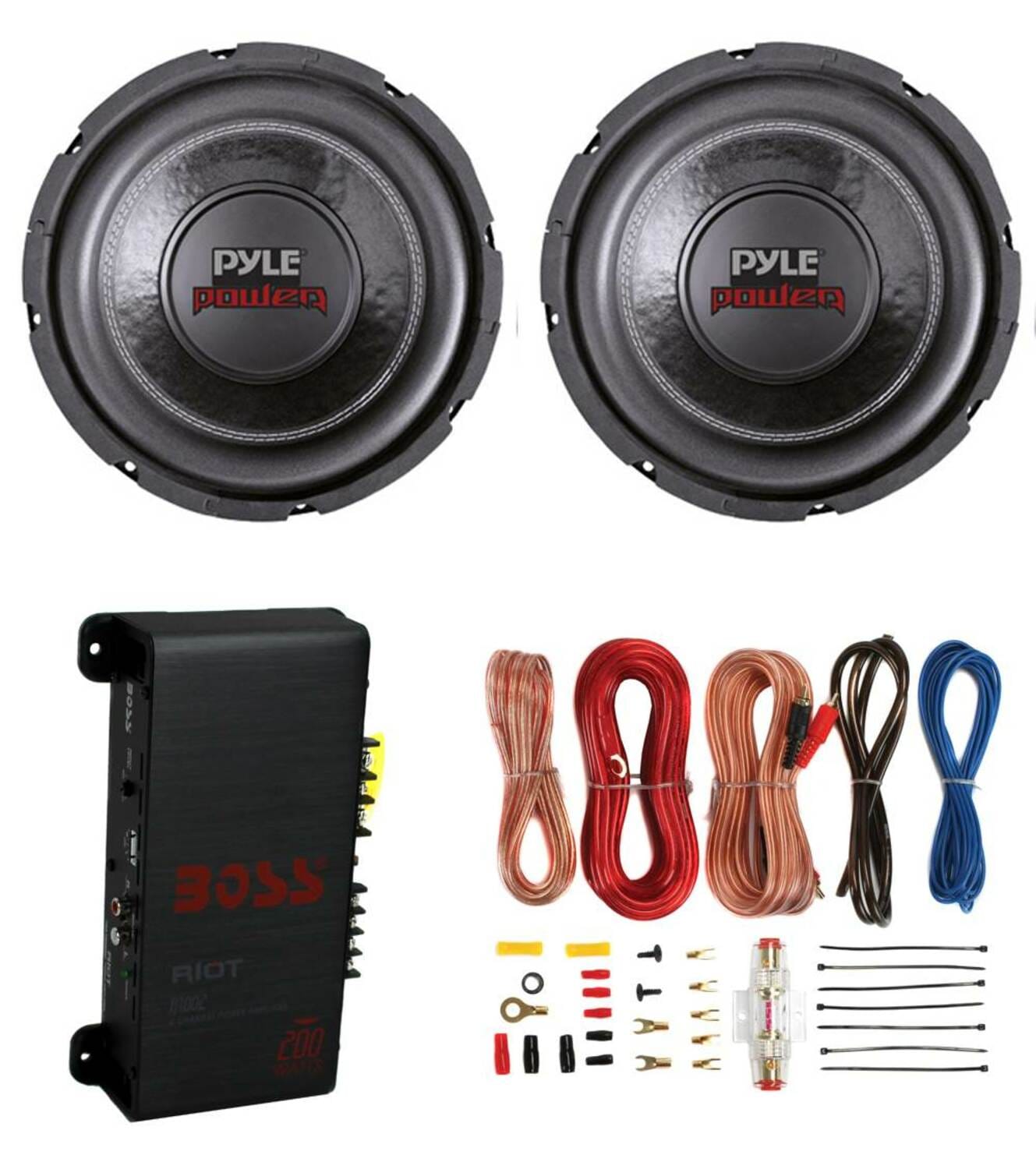 Pyle 59573  Plpw6d 6-inch 1200w Car Subwoofers Subs, R1002 200w 2-channel Amp, and Kit