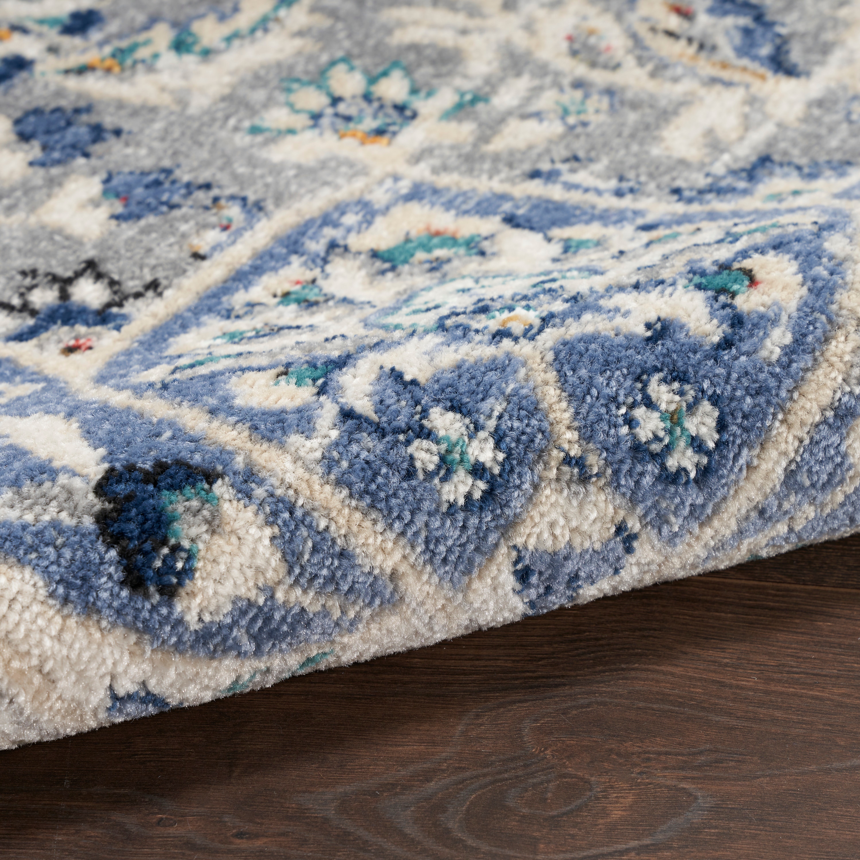 Vintage Floral Medallion Grey/Multi Synthetic Area Rug