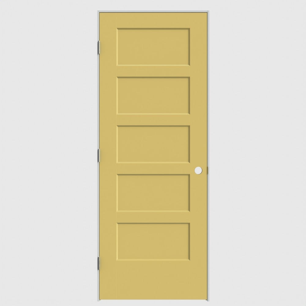 Masonite 640586 30-in x 80-in Marigold Solid core 5-panel square Universal Smooth Primed Molded composite Flat Jamb Single Prehung Interior Door