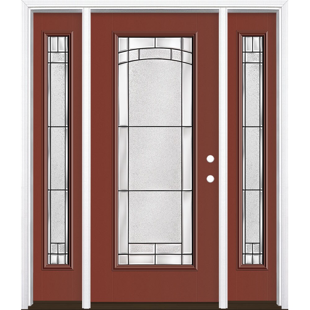 Masonite 3419537 Element 60-in x 80-in x 4-9/16-in Fiberglass Full lite Left-hand inswing Foxtail Painted Prehung Front Door with Sidelights with Brickmould Insulating core